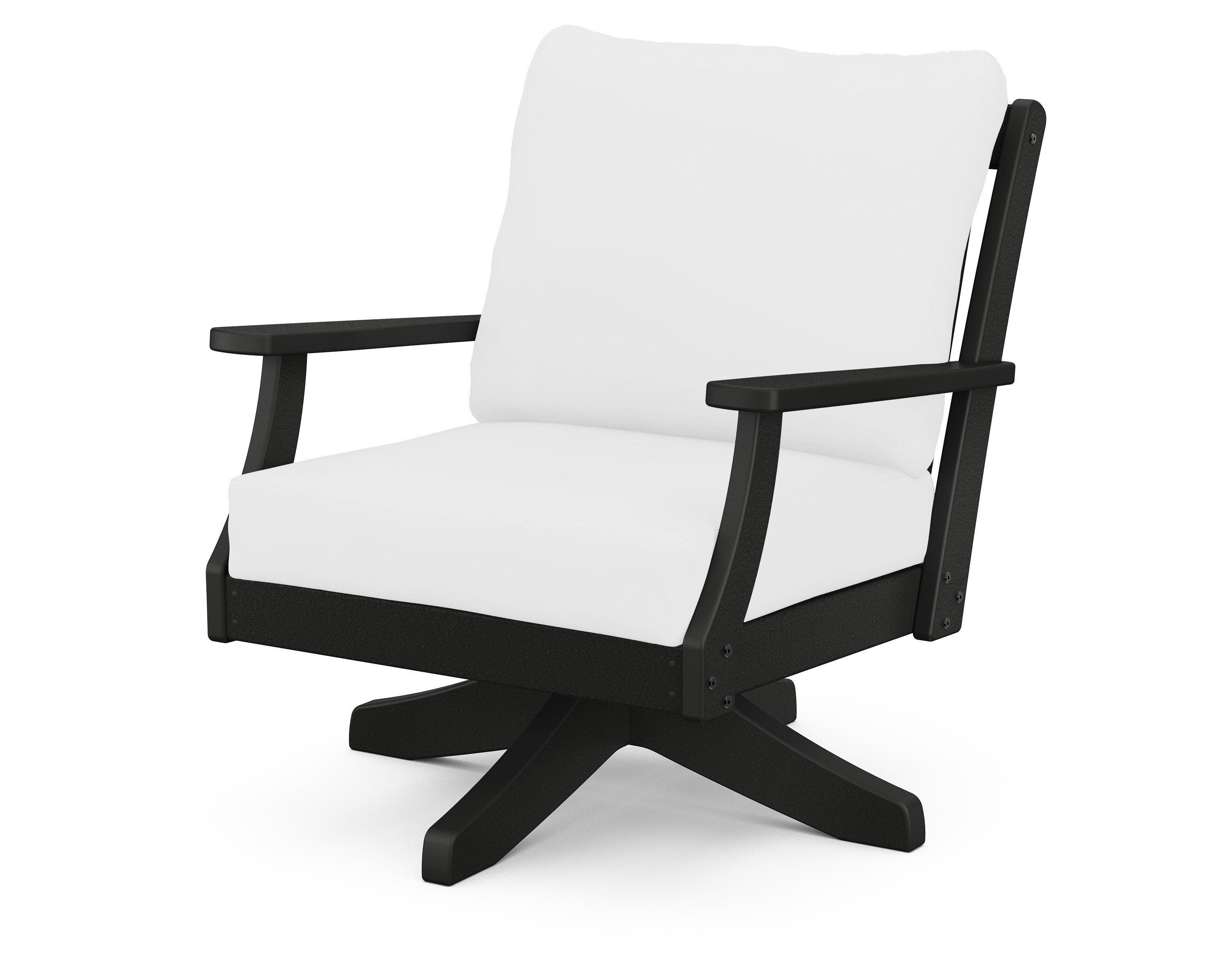 Braxton Deep Seating Swivel Chair in Black / Natural