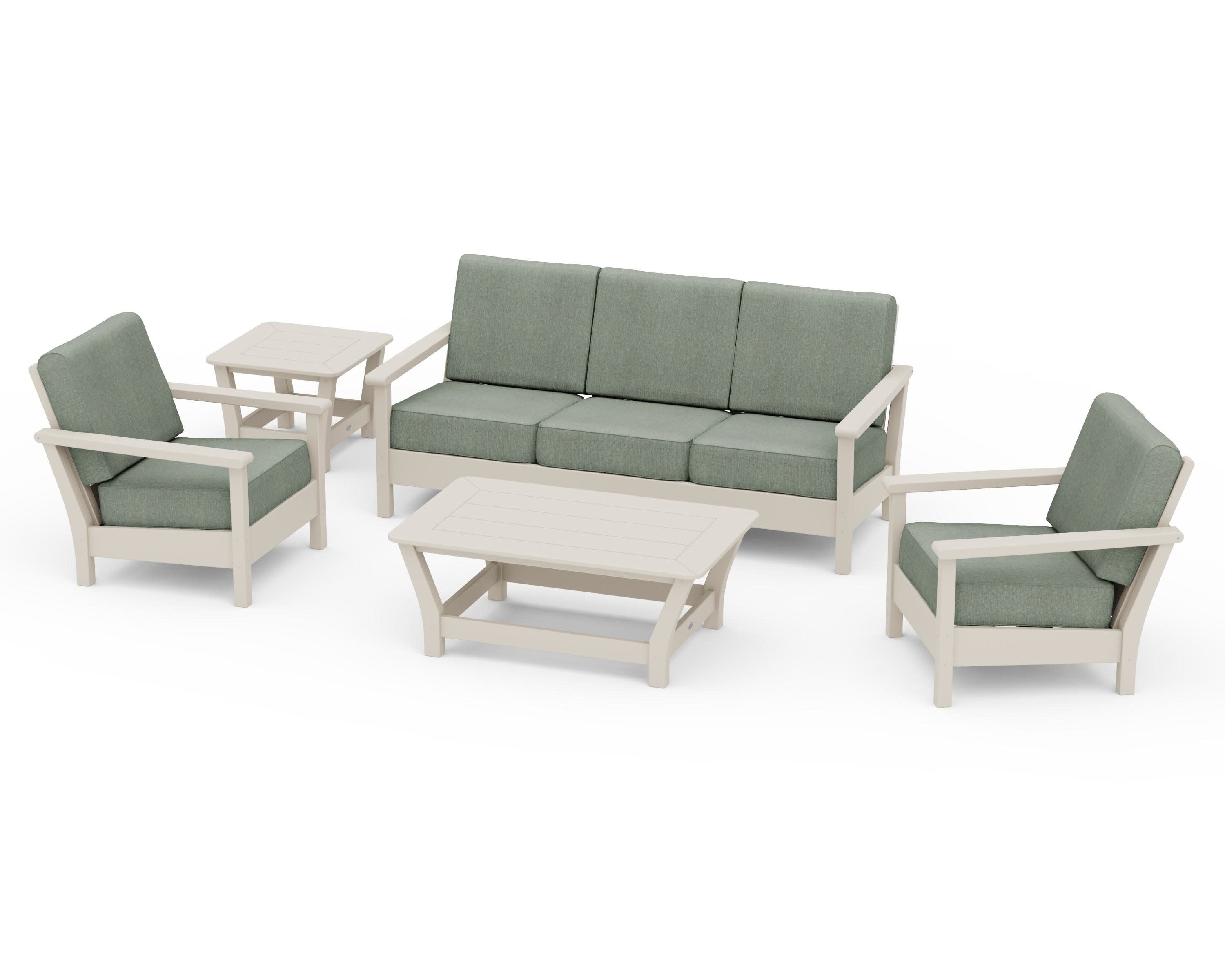 Harbour 5-Piece Deep Seating Set in Sand / Cast Sage