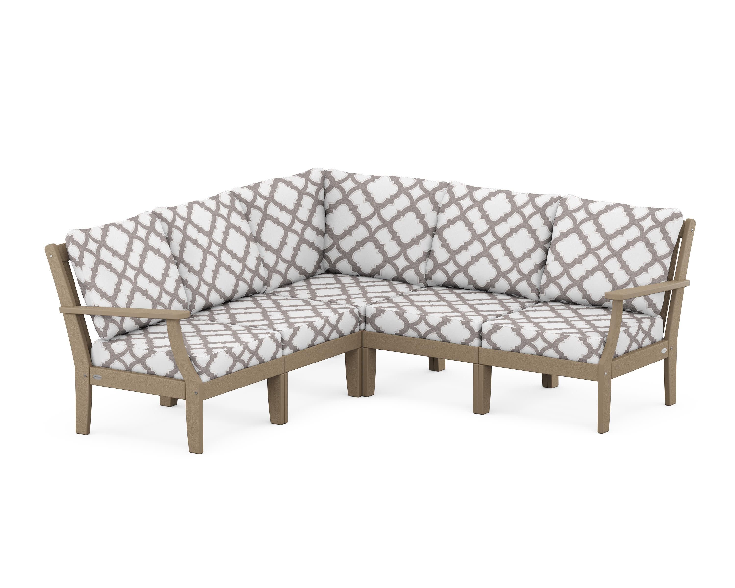 Braxton Modular 5-Piece Deep Seating Set in Vintage Sahara / Trellis Grey Mist