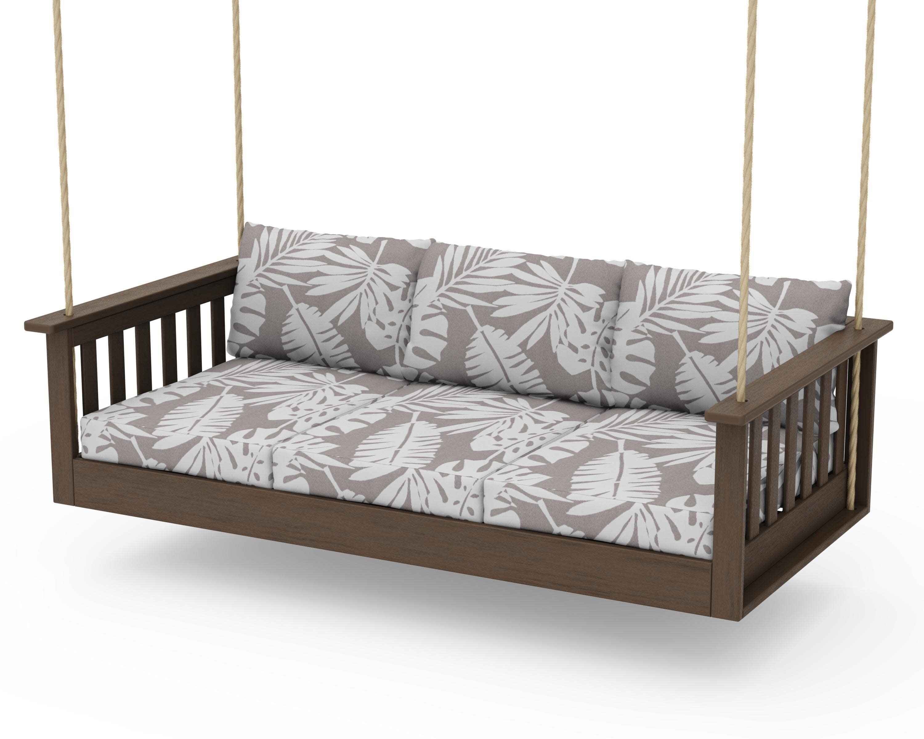 Vineyard Daybed Swing in Kona / Leaf Grey Mist