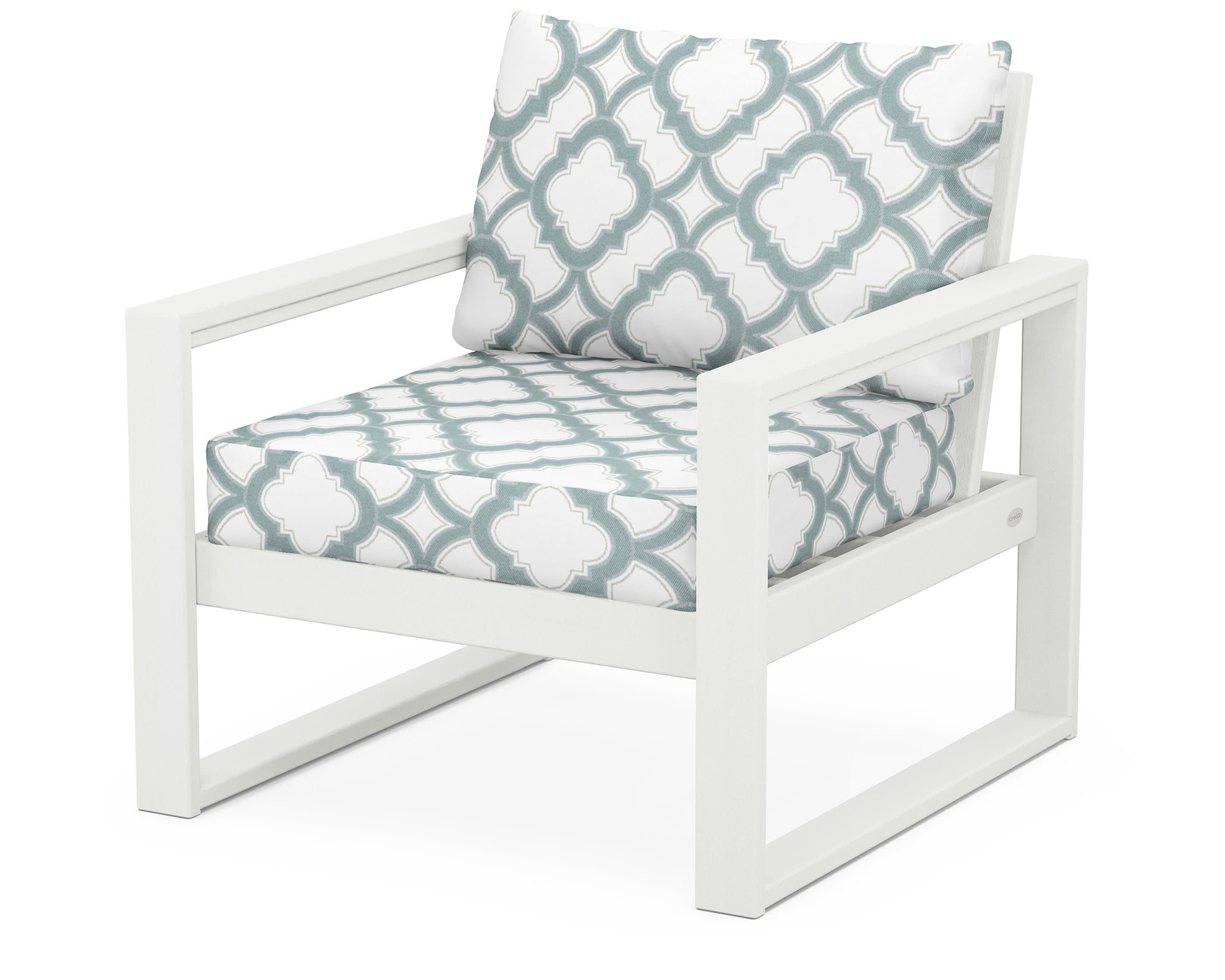 EDGE Club Chair in Vintage White / Trellis Glacier Spa