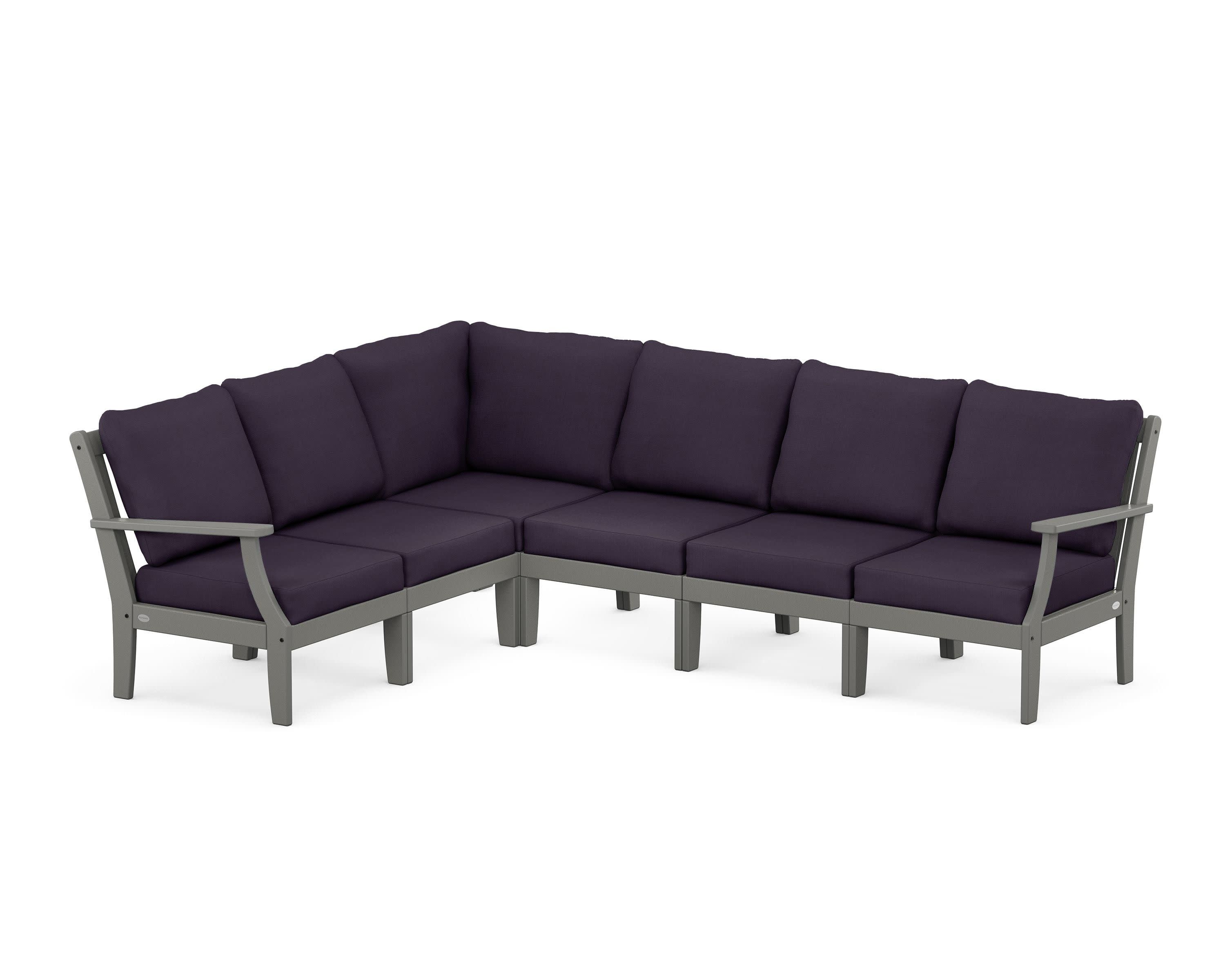 Braxton Modular 6-Piece Deep Seating Set in Slate Grey / Navy Linen