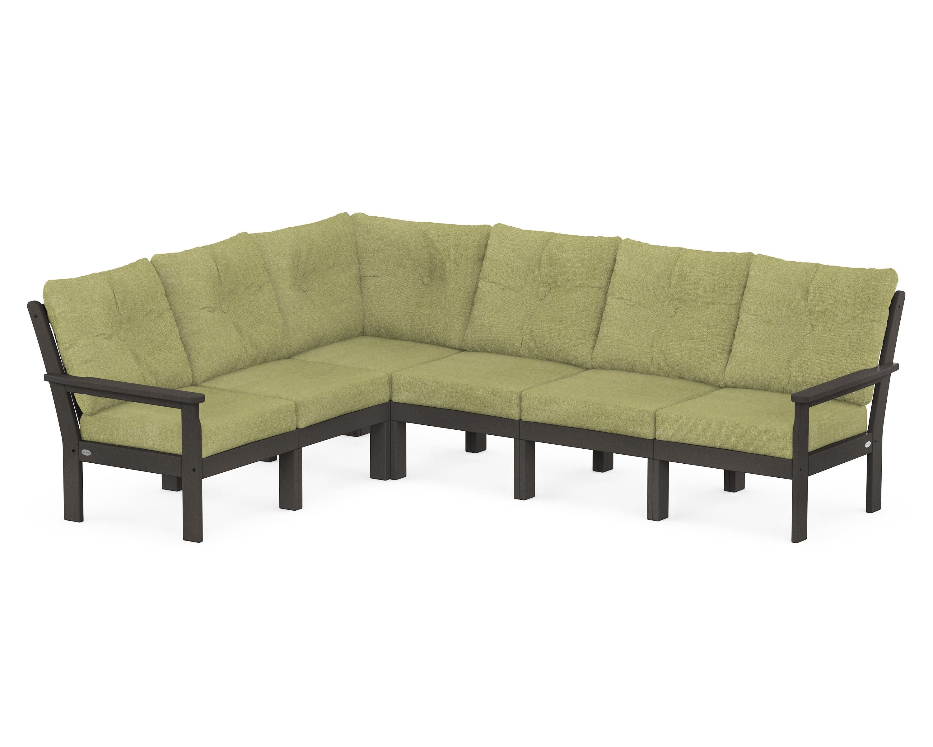 Vineyard 6-Piece Sectional in Vintage Coffee / Chartreuse Boucle