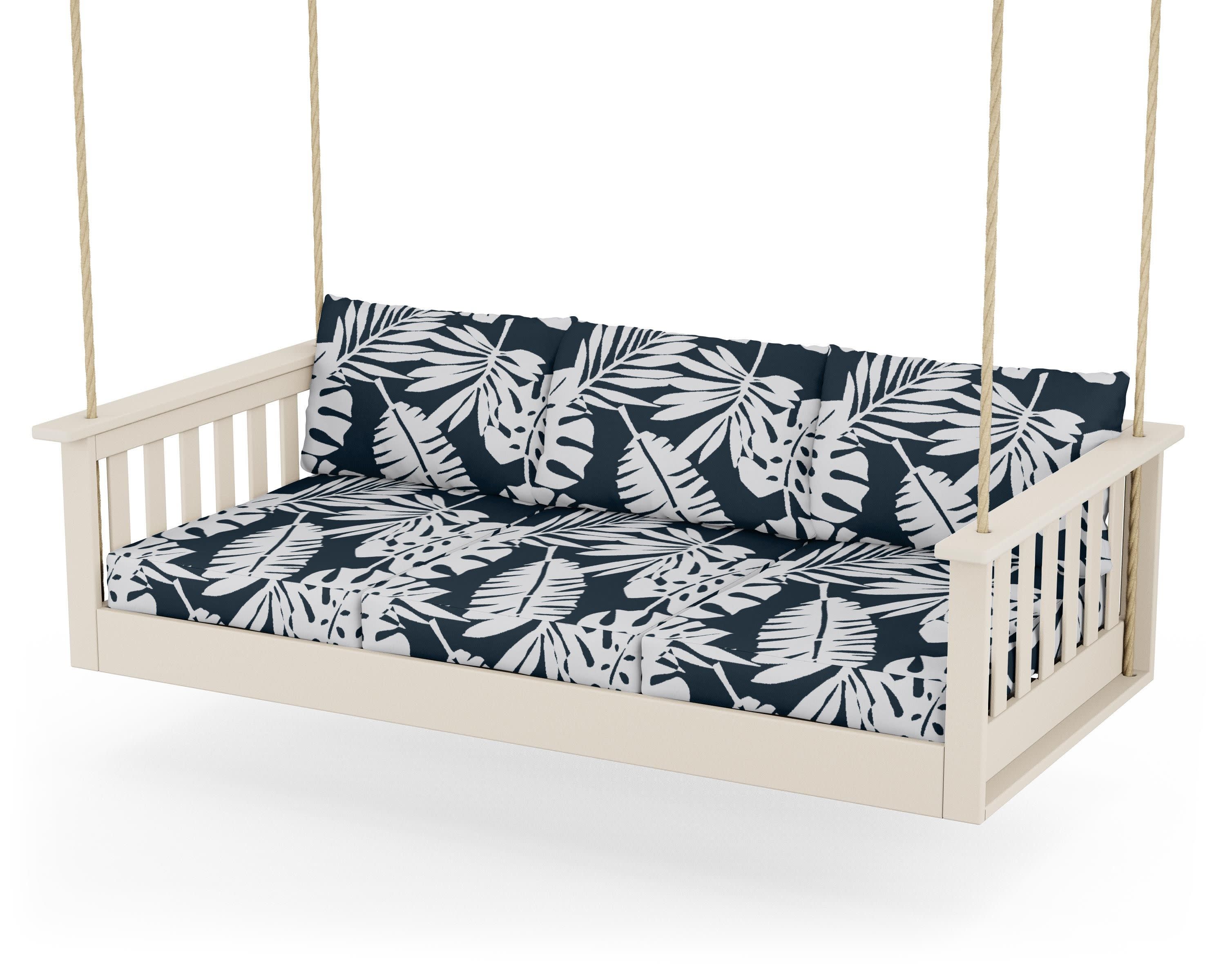 Vineyard Daybed Swing in Sand / Leaf Marine Indigo