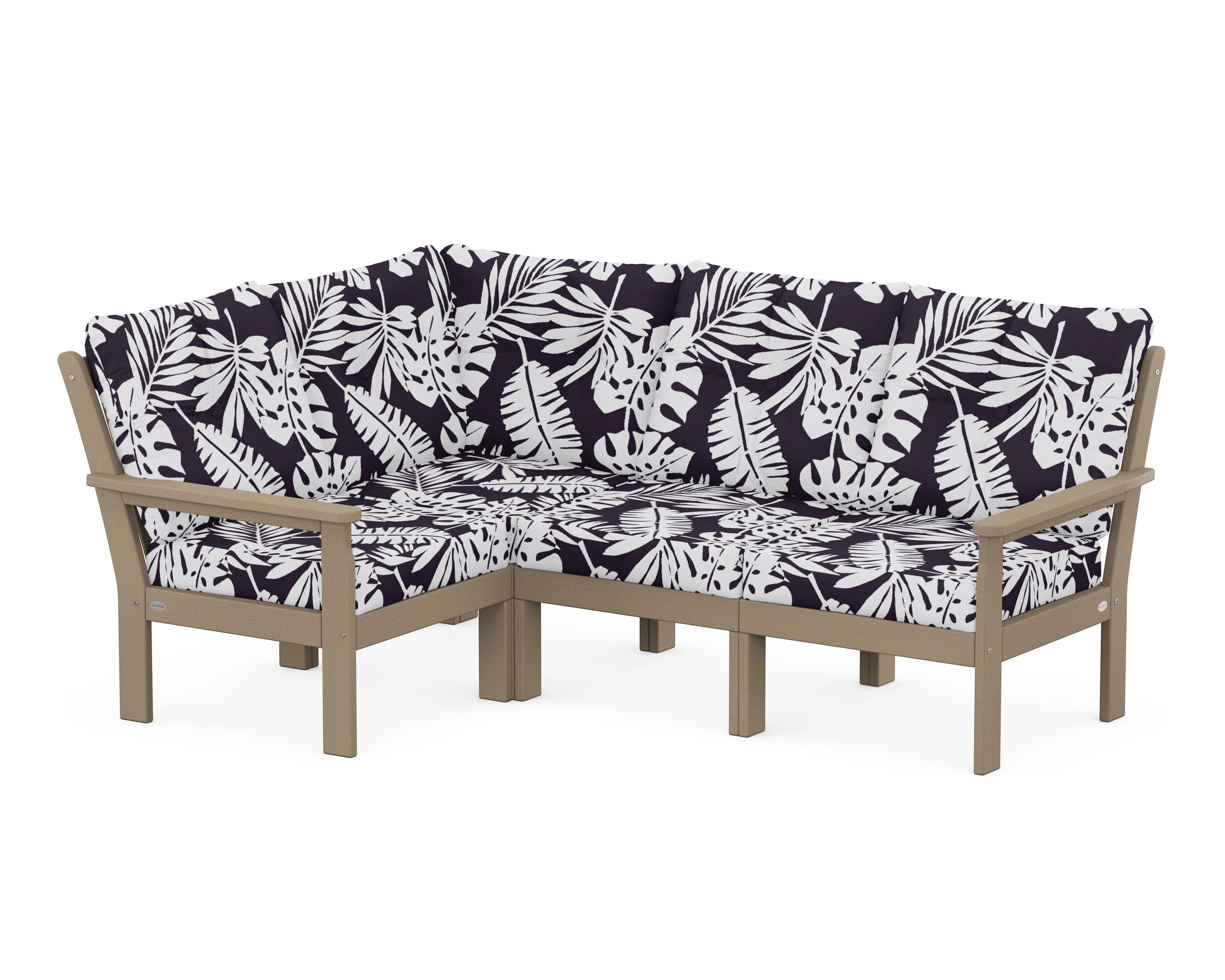 Vineyard 4-Piece Sectional in Vintage Sahara / Leaf Navy