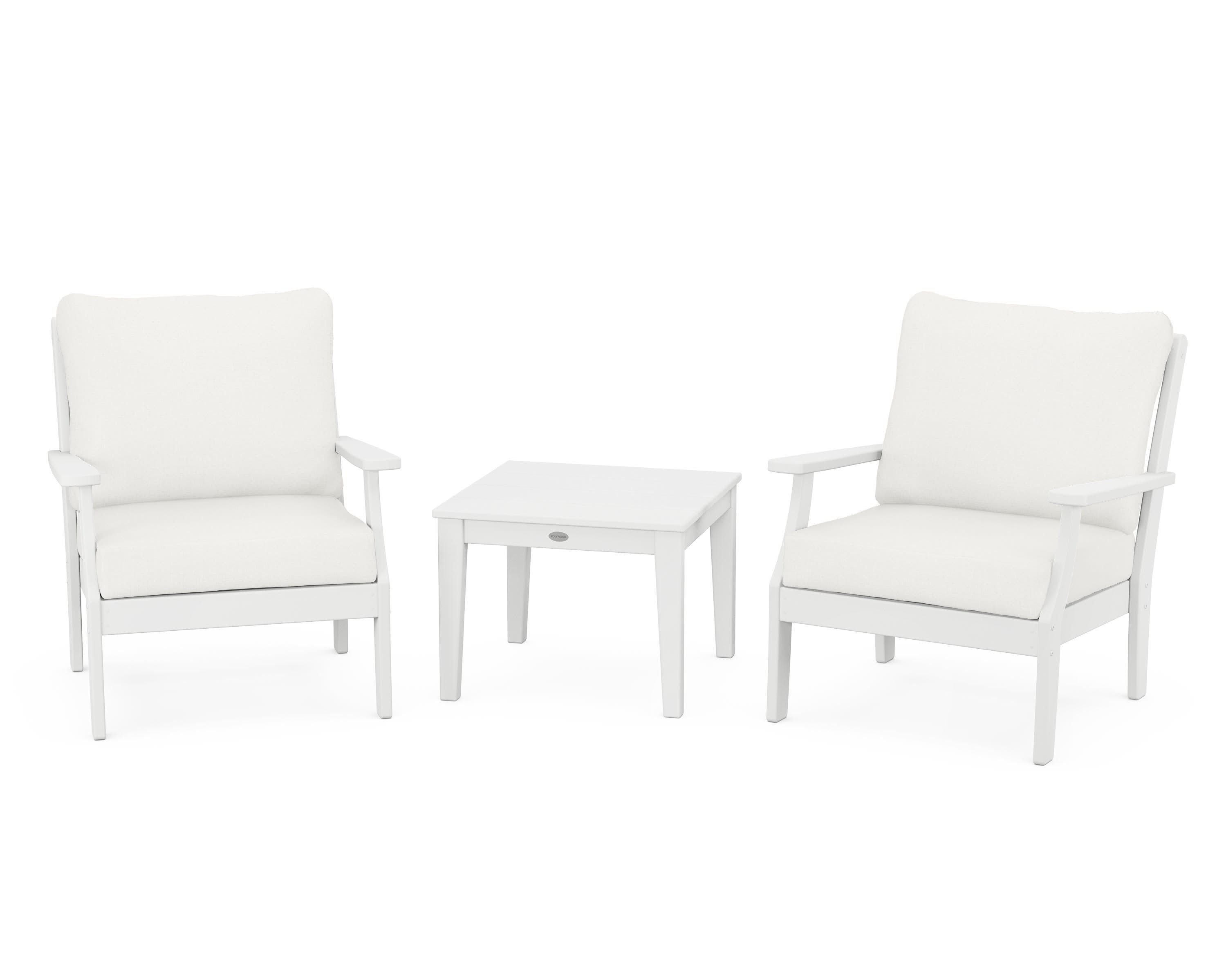 Braxton 3-Piece Deep Seating Set in White / Natural Linen