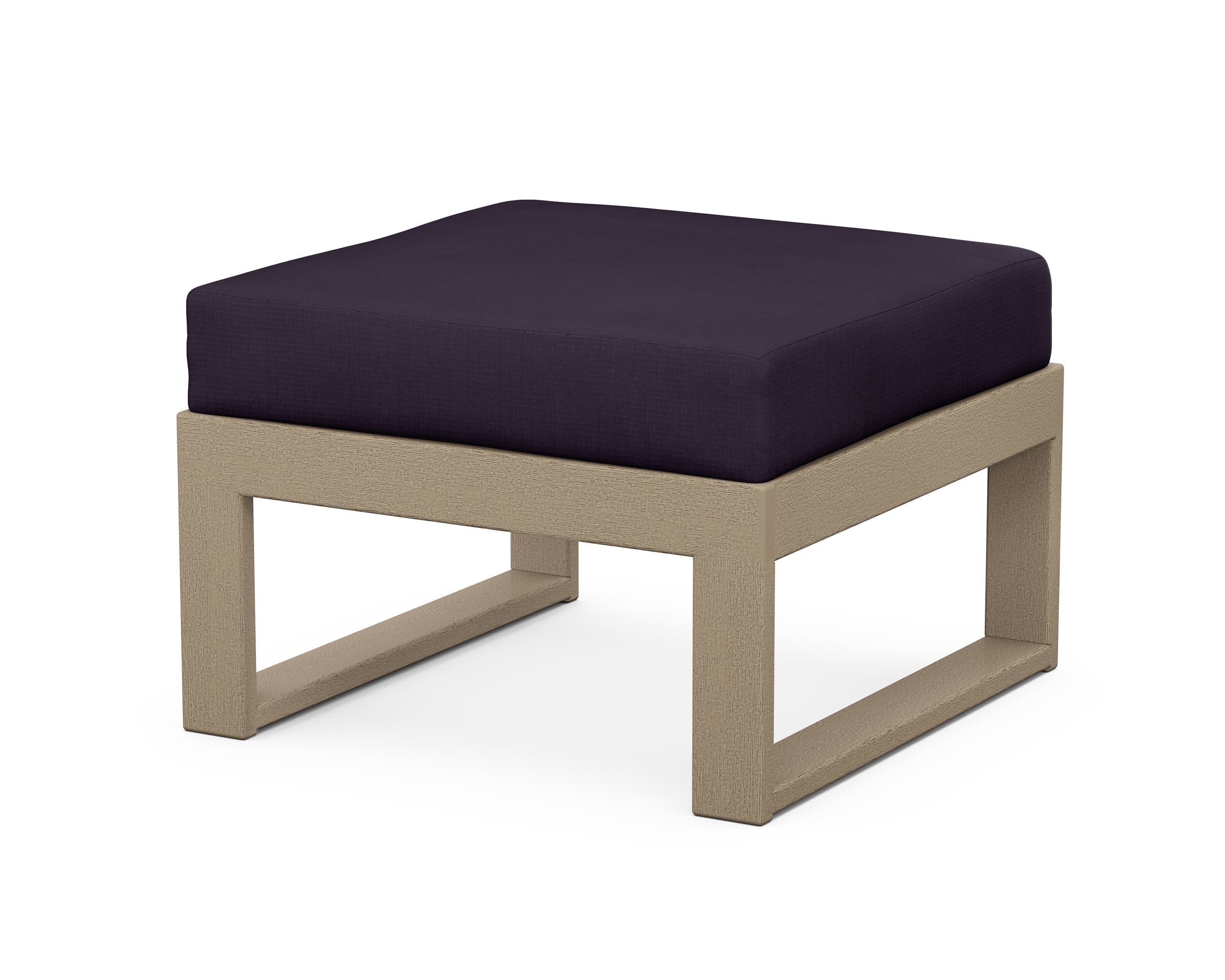 Modular Ottoman - Modern in Vintage Sahara / Navy Linen