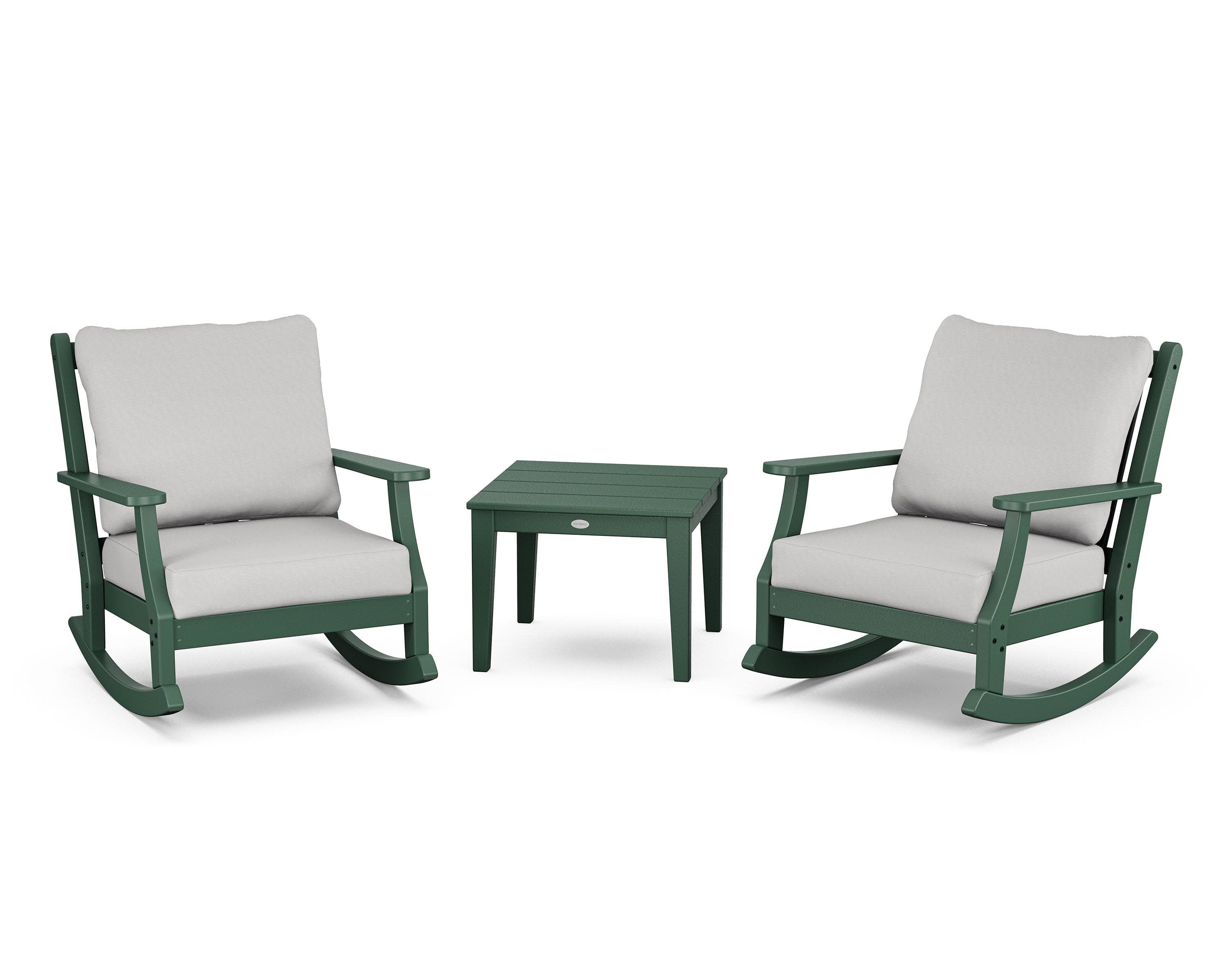 Wovendale 3-Piece Deep Seating Rocker Set in Green / Diamond in the Rough