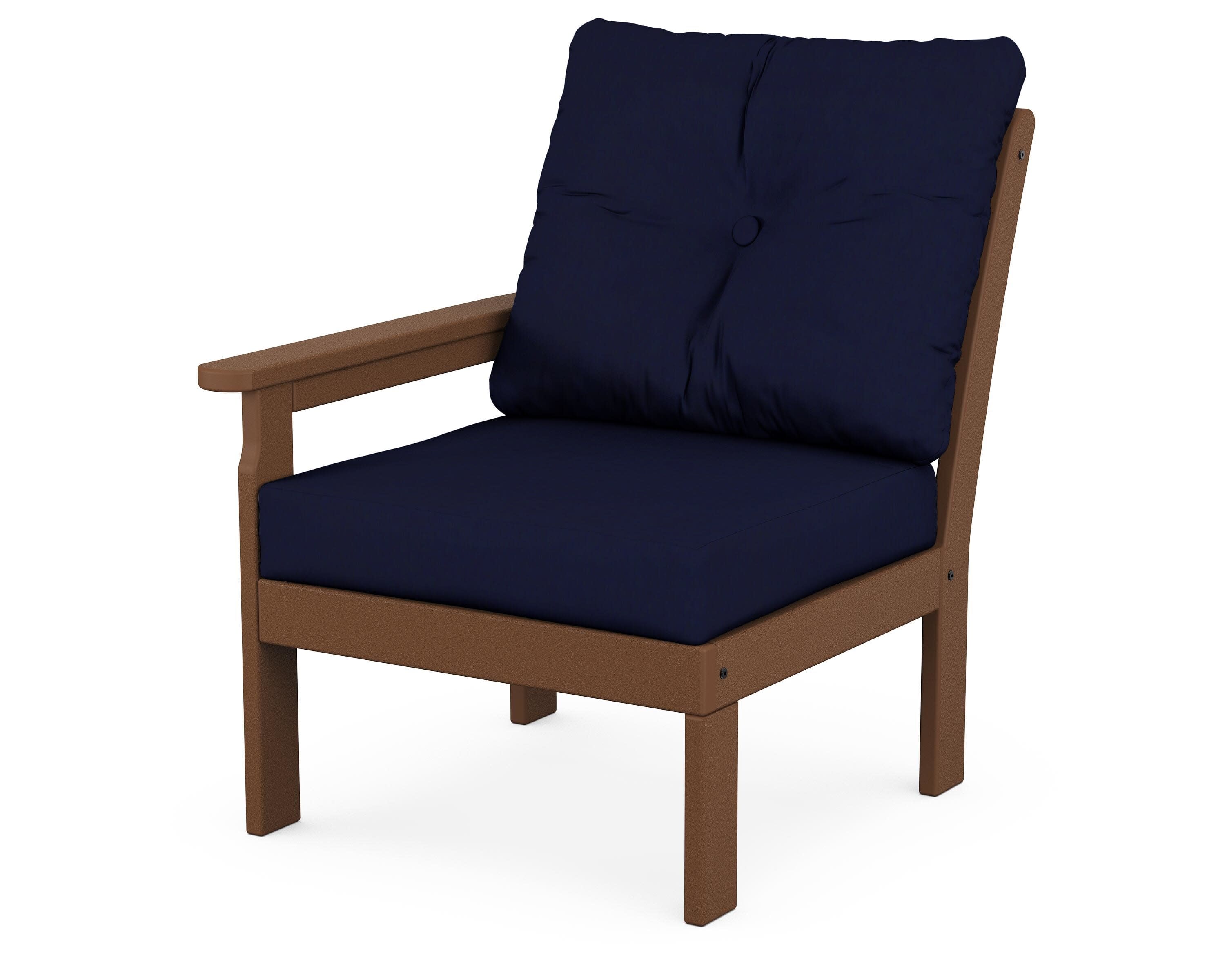 Vineyard Modular Left Arm Chair in Teak / Navy