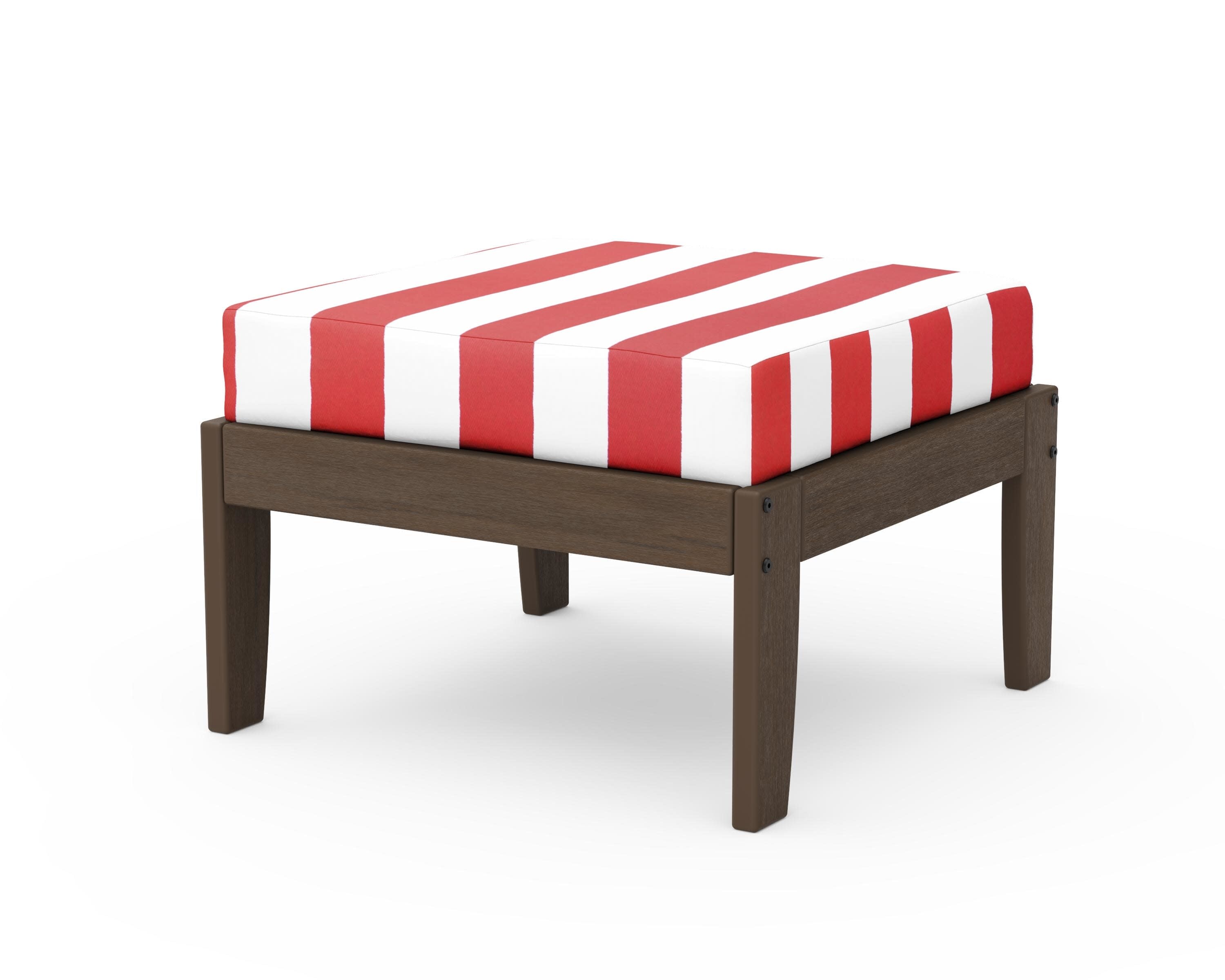 Modular Ottoman - Classic in Kona / Cabana Stripe Crimson