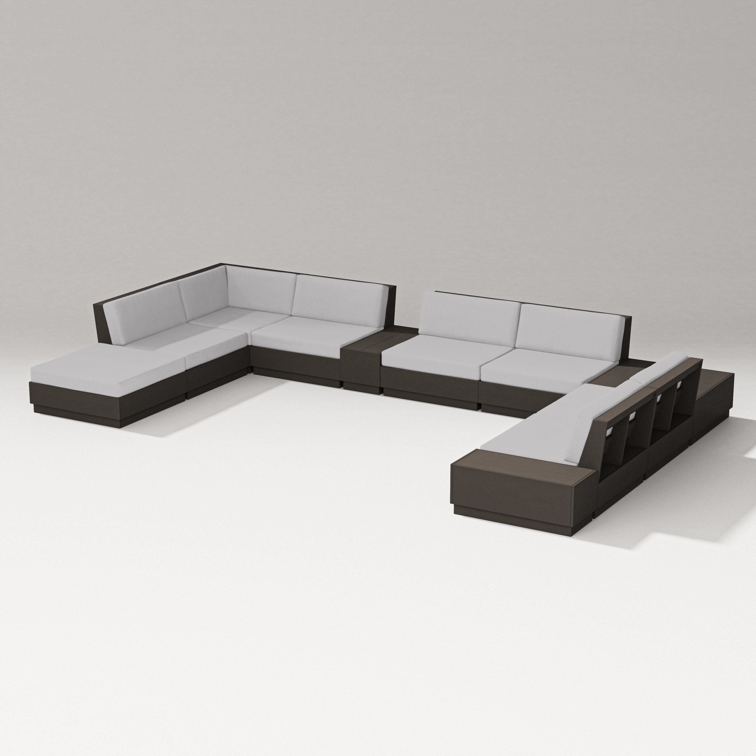 Elevate 11-Piece Conversation Sectional Set in Vintage Coffee / Granite