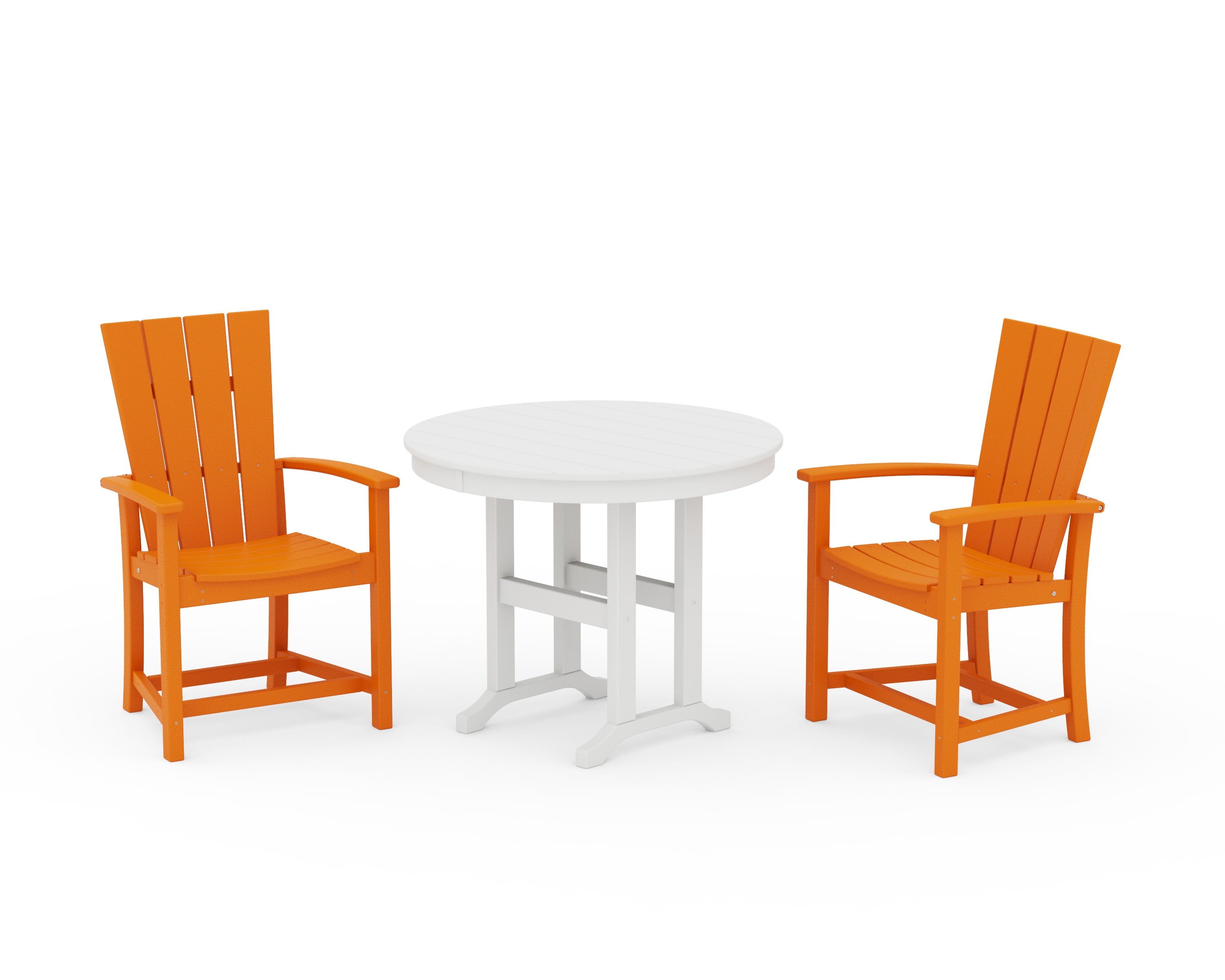Quattro 3-Piece Round Farmhouse Dining Set in Tangerine / White