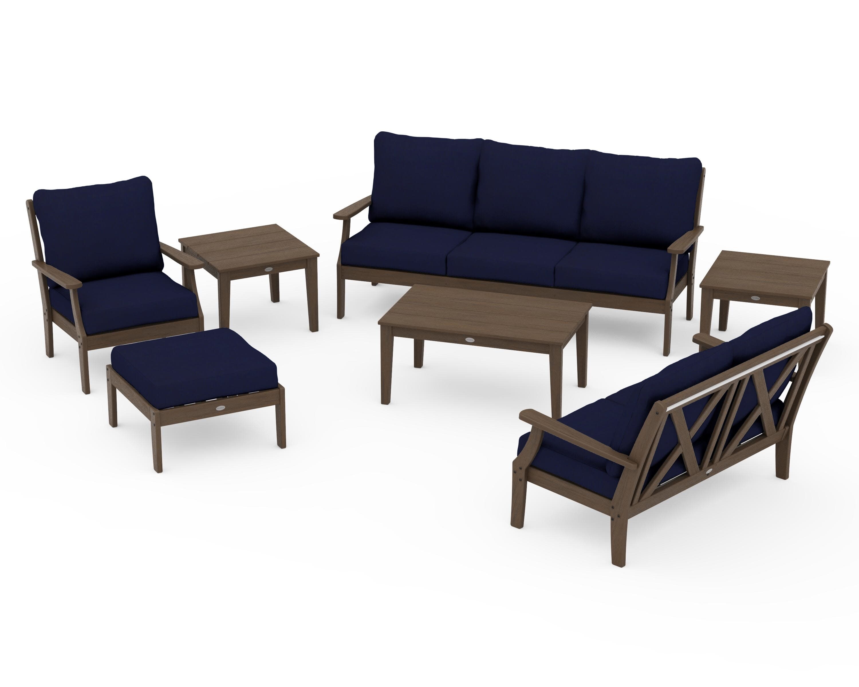 Braxton 7-Piece Deep Seating Set in Kona / Navy