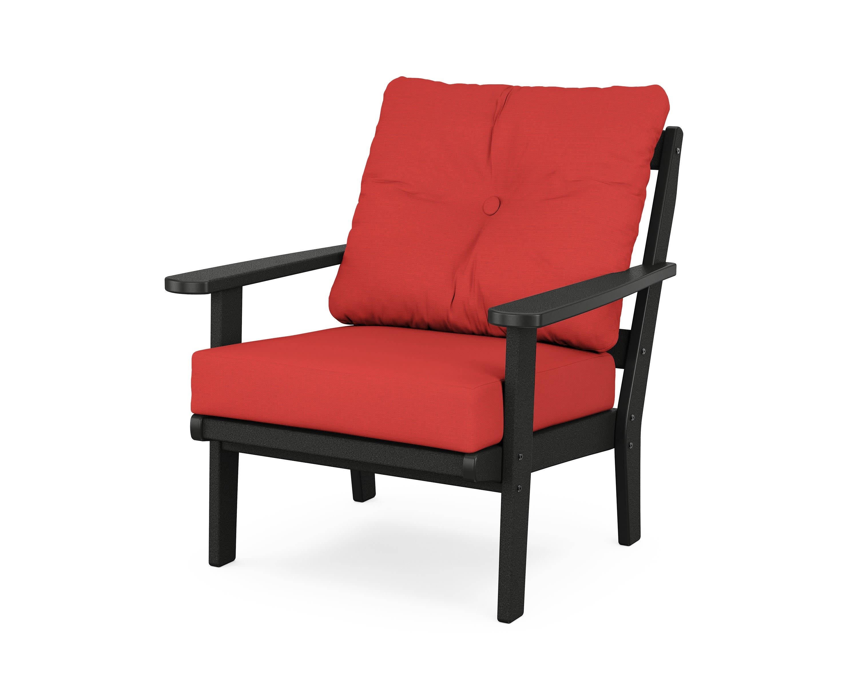 Mission Deep Seating Chair in Black / Crimson Linen