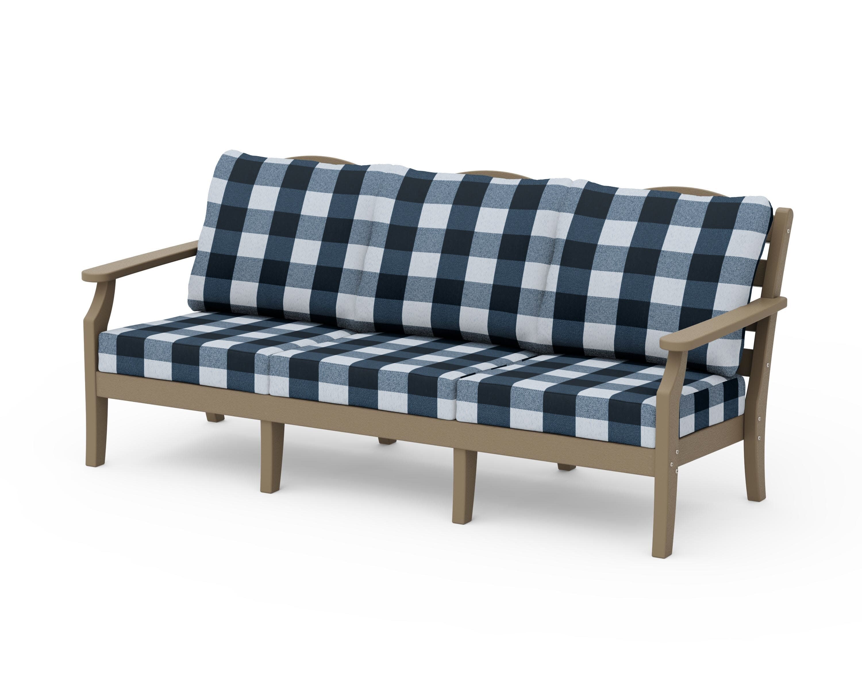 Savannah Deep Seating Sofa in Vintage Sahara / Buffalo Plaid Marine Indigo