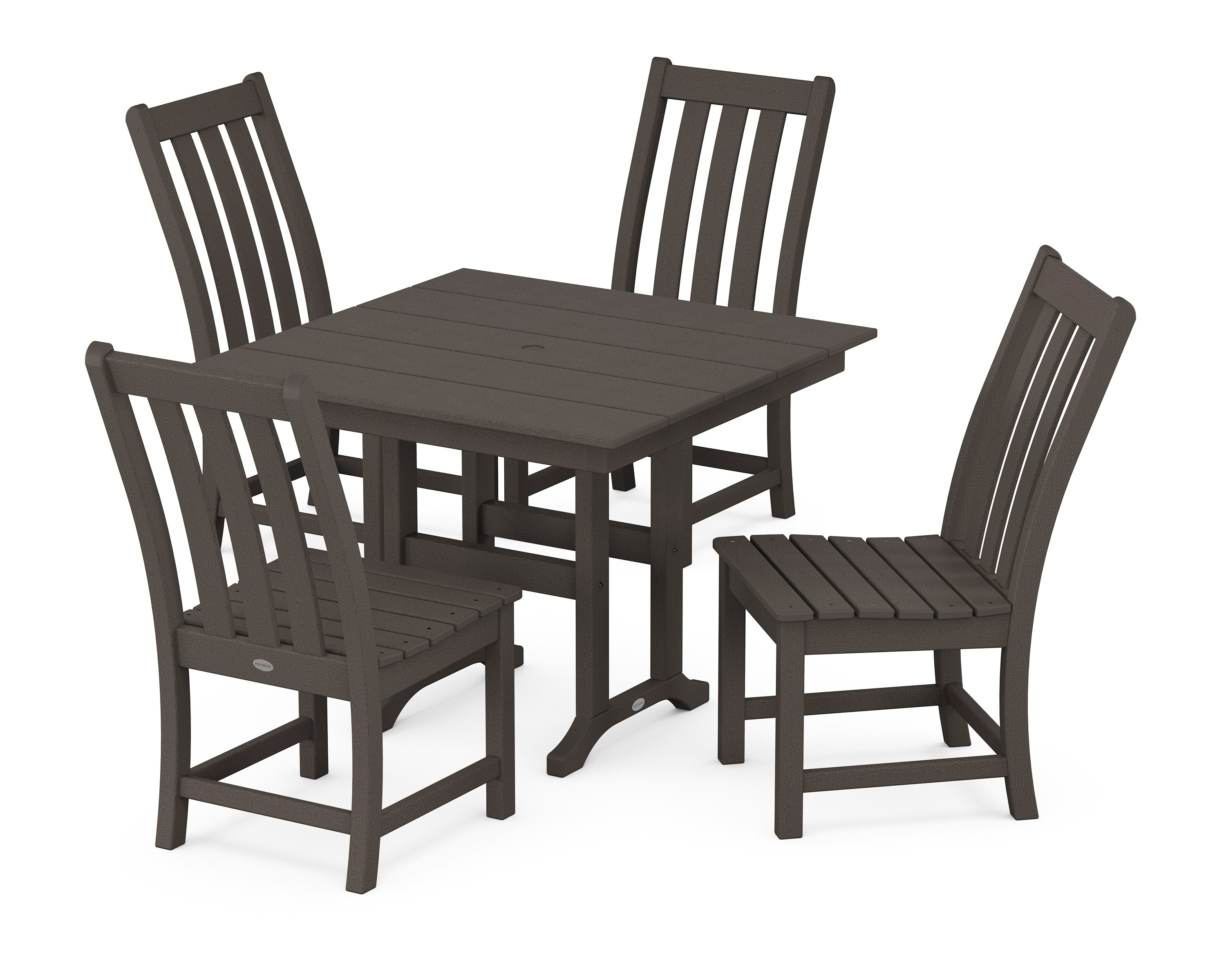 Vineyard Side Chair 5-Piece Farmhouse Dining Set in Vintage Coffee