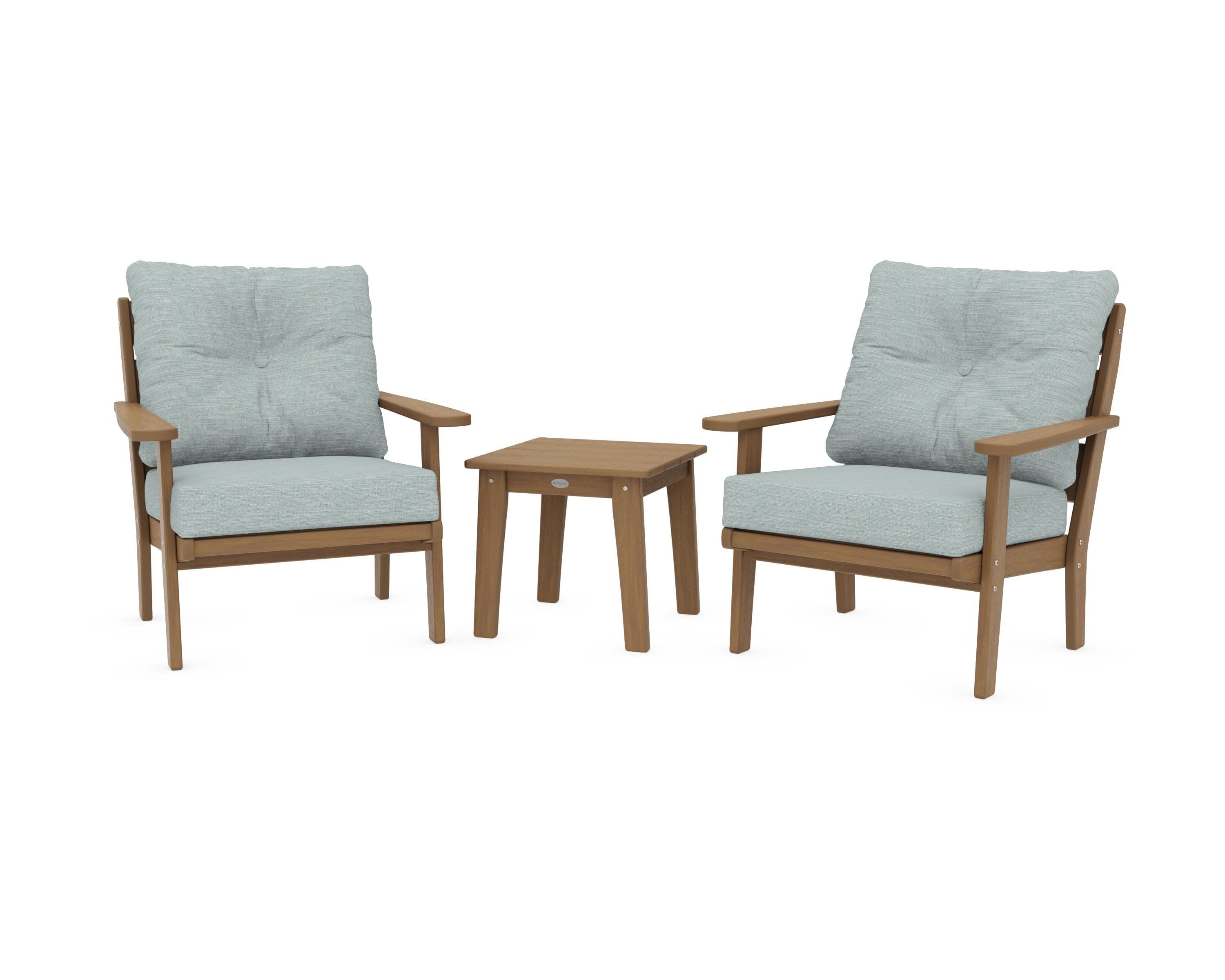 Lakeside 3-Piece Deep Seating Chair Set in Natural / Soothe Mist