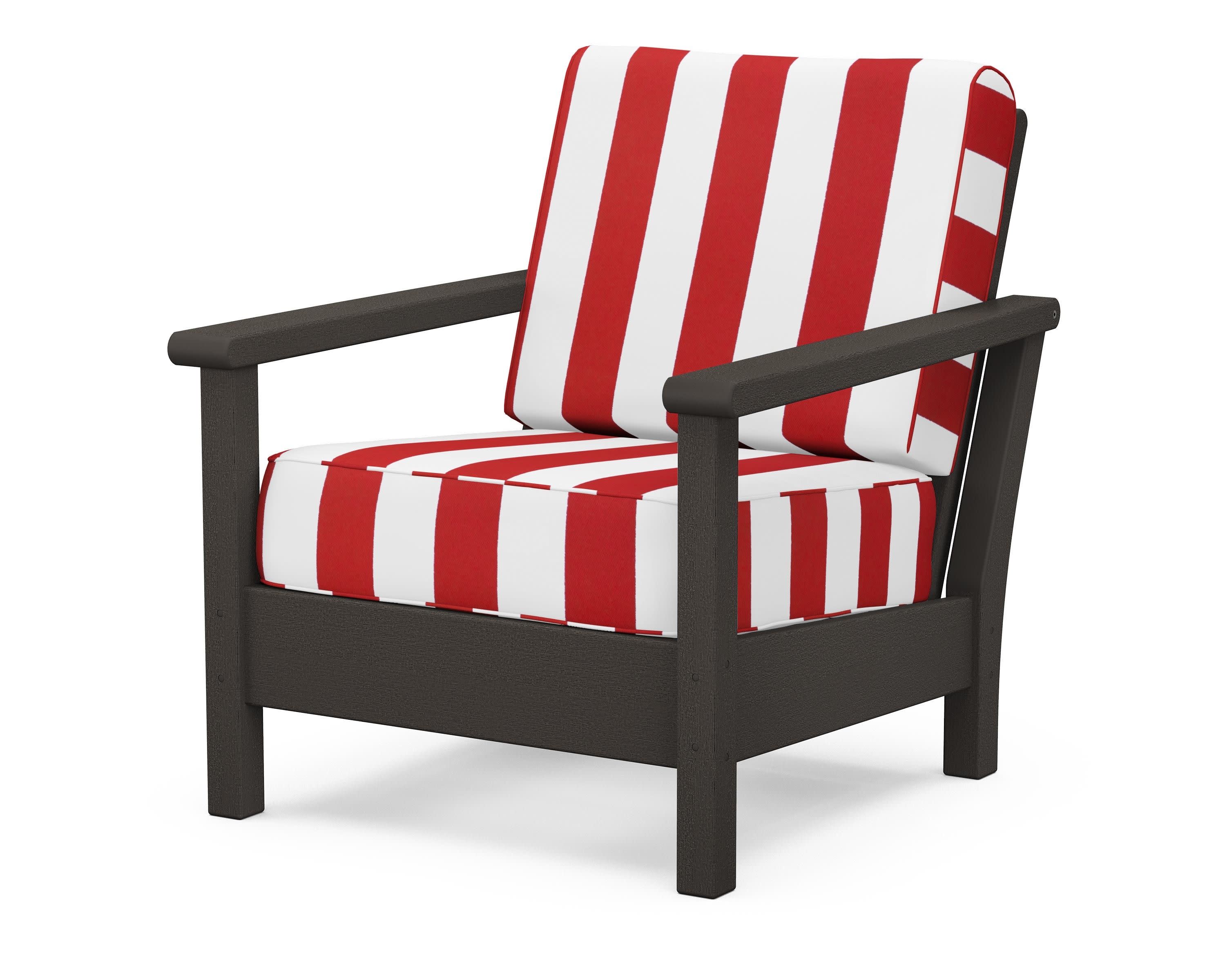 Harbour Deep Seating Chair in Vintage Coffee / Cabana Stripe Crimson