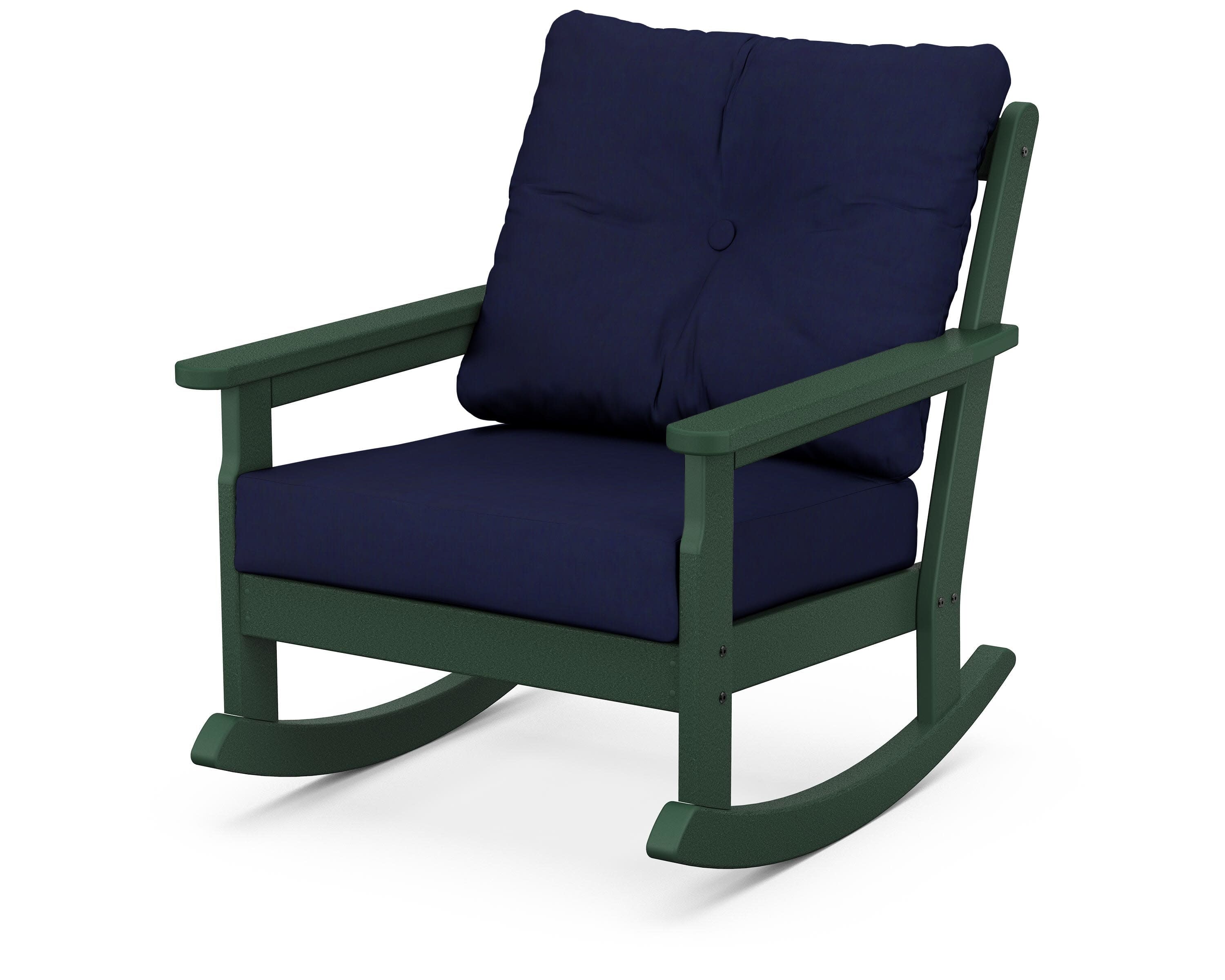 Vineyard Deep Seating Rocking Chair in Green / Navy