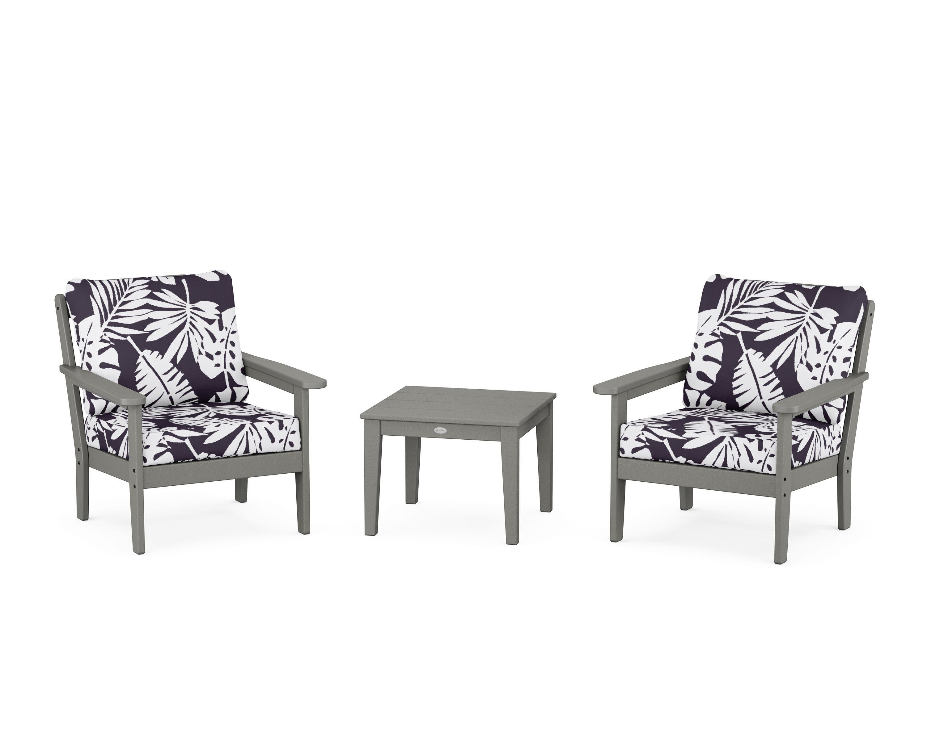 Cottage 3-Piece Deep Seating Set in Slate Grey / Leaf Navy