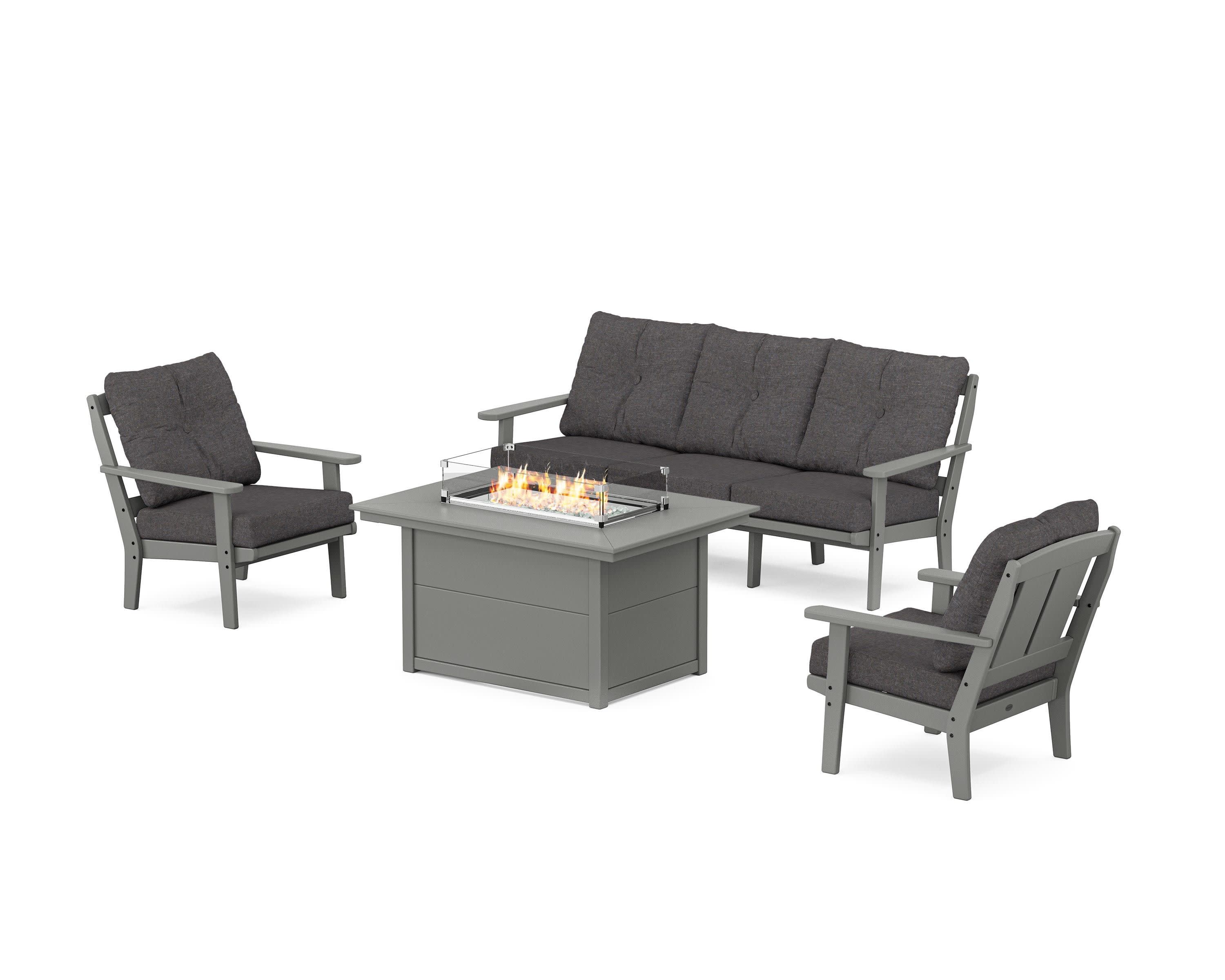Mission Deep Seating Fire Pit Table Set in Slate Grey / Ash Charcoal