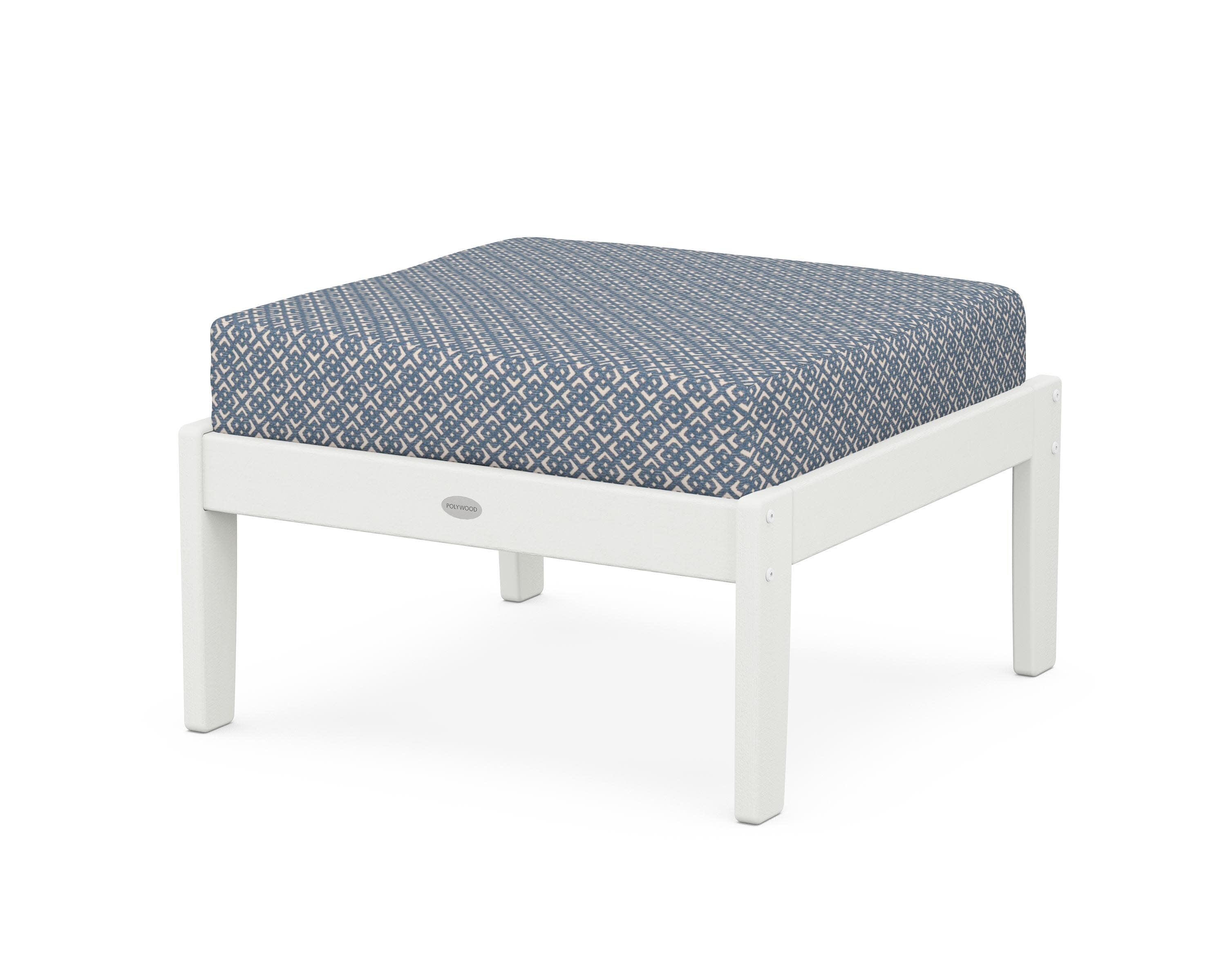Braxton Deep Seating Ottoman in Vintage White / Hopscotch