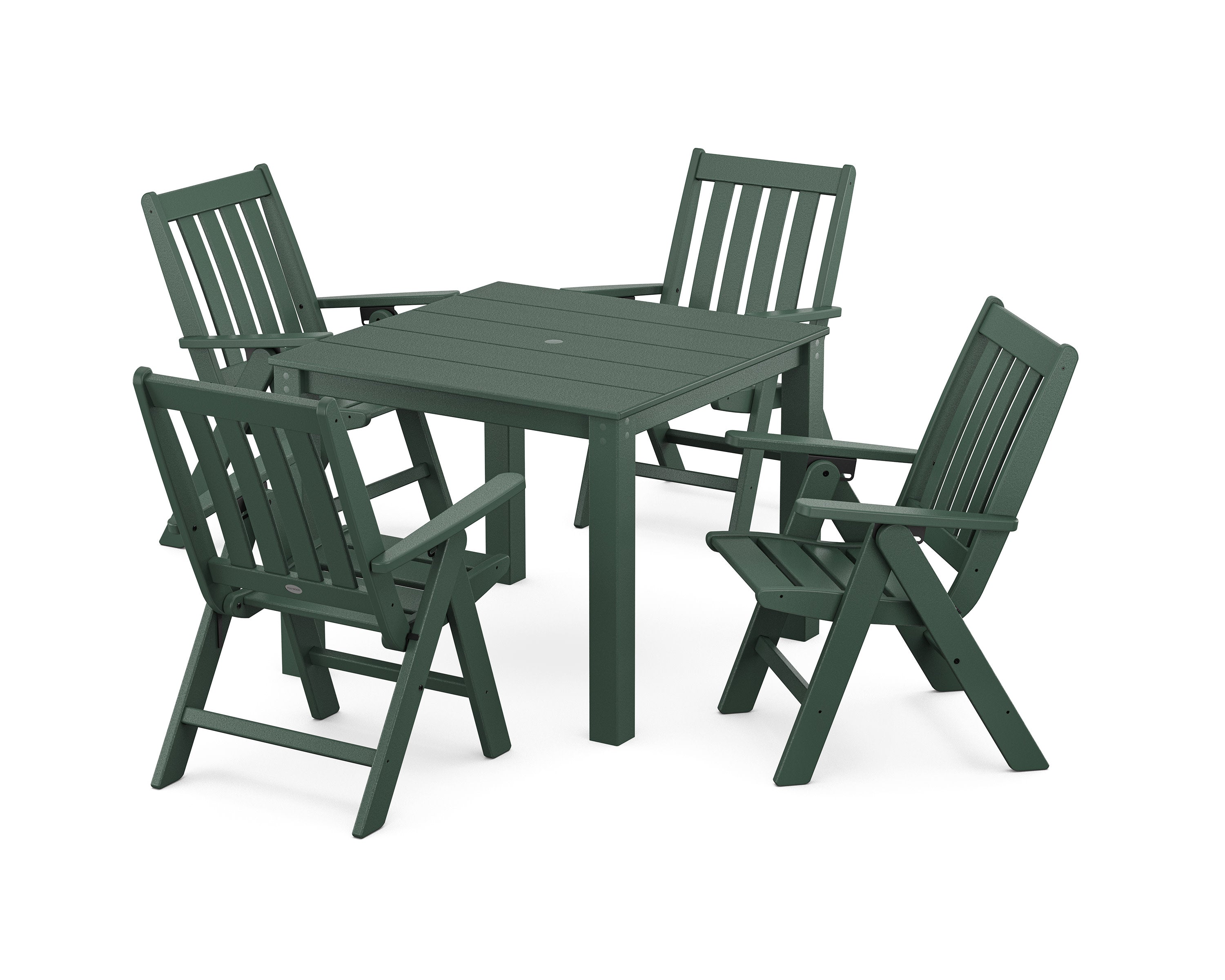 Vineyard Folding Chair 5-Piece Parsons Dining Set in Green