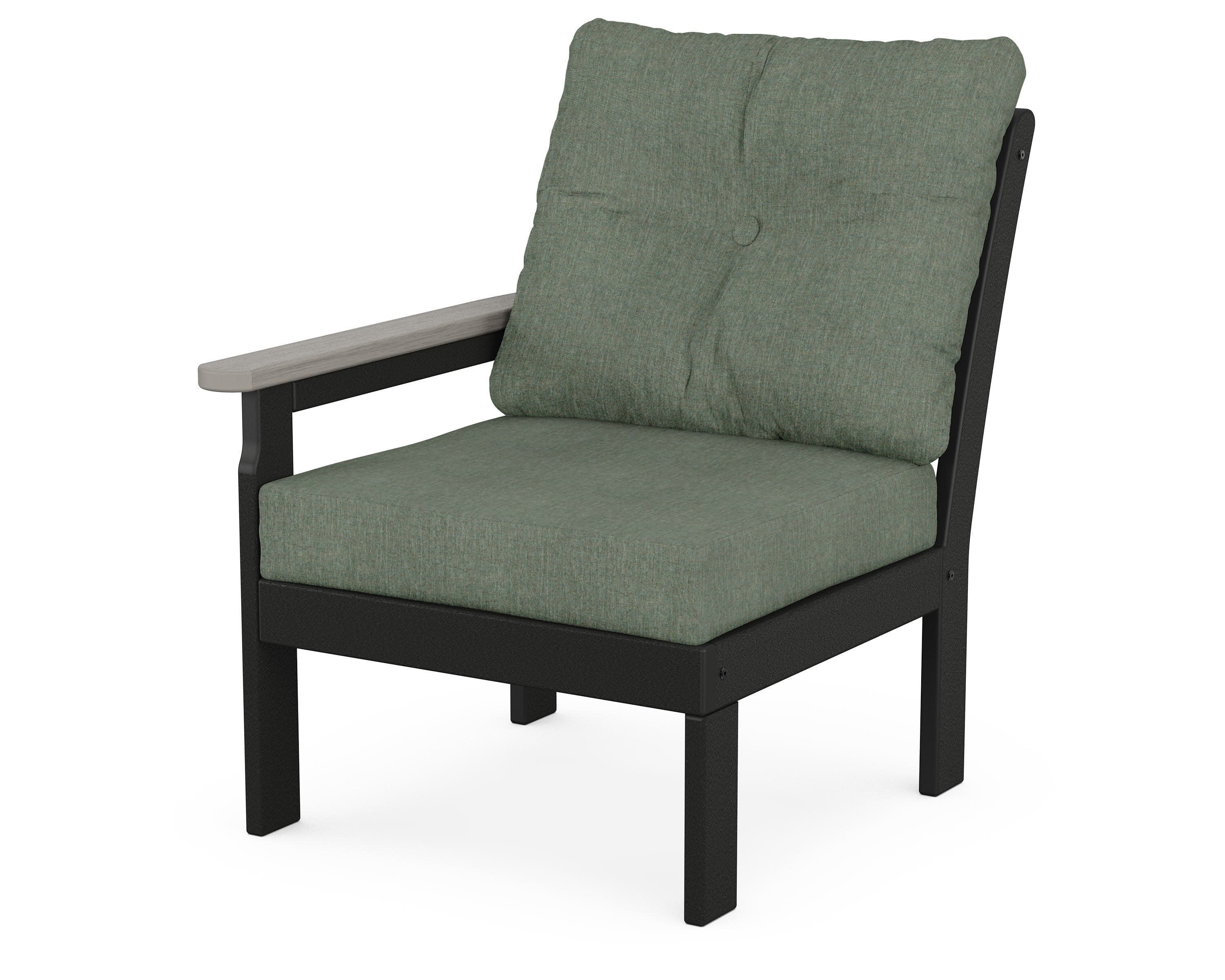 Vineyard Modular Left Arm Chair in Black / Driftwood / Cast Sage