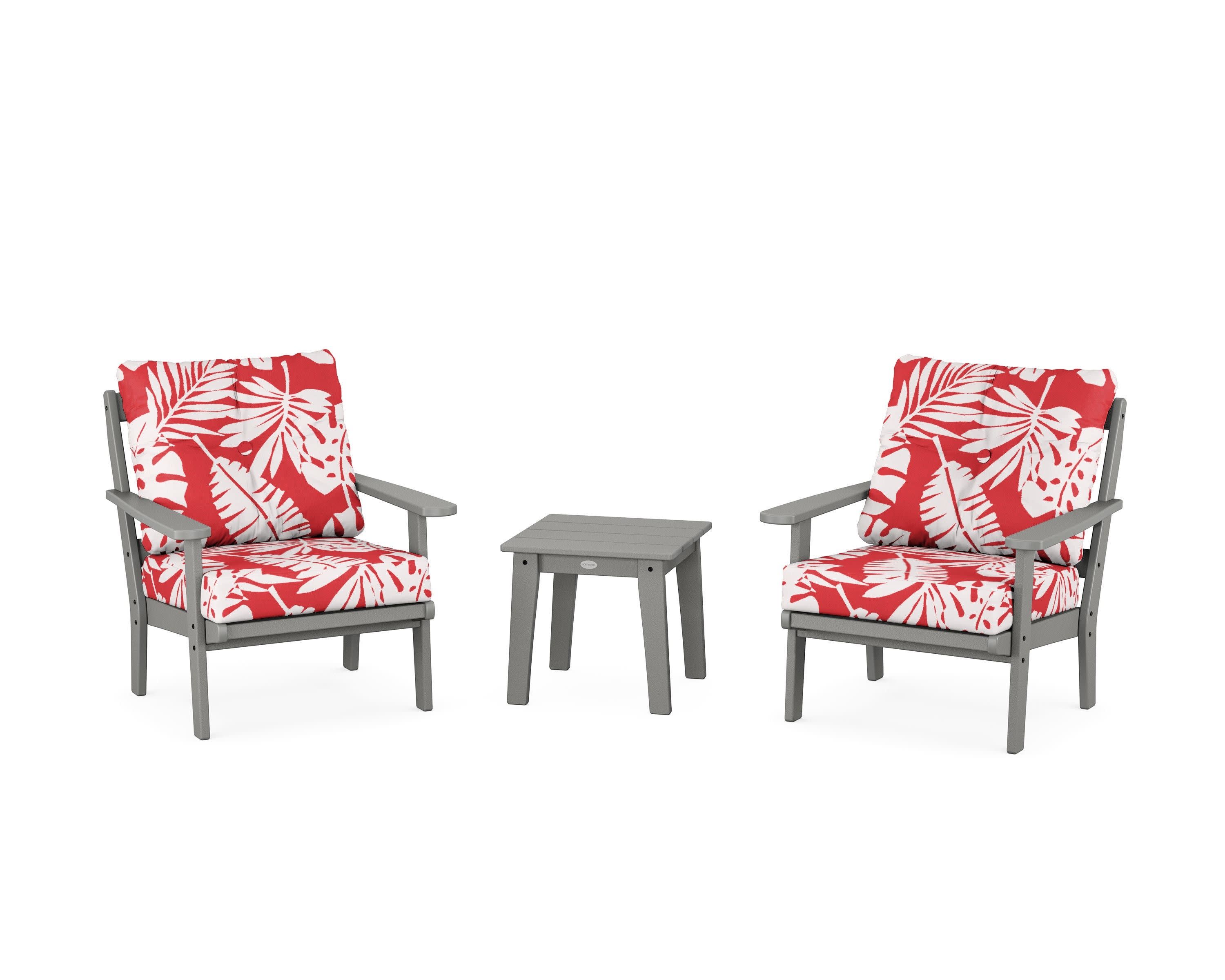 Mission 3-Piece Deep Seating Set in Slate Grey / Leaf Crimson