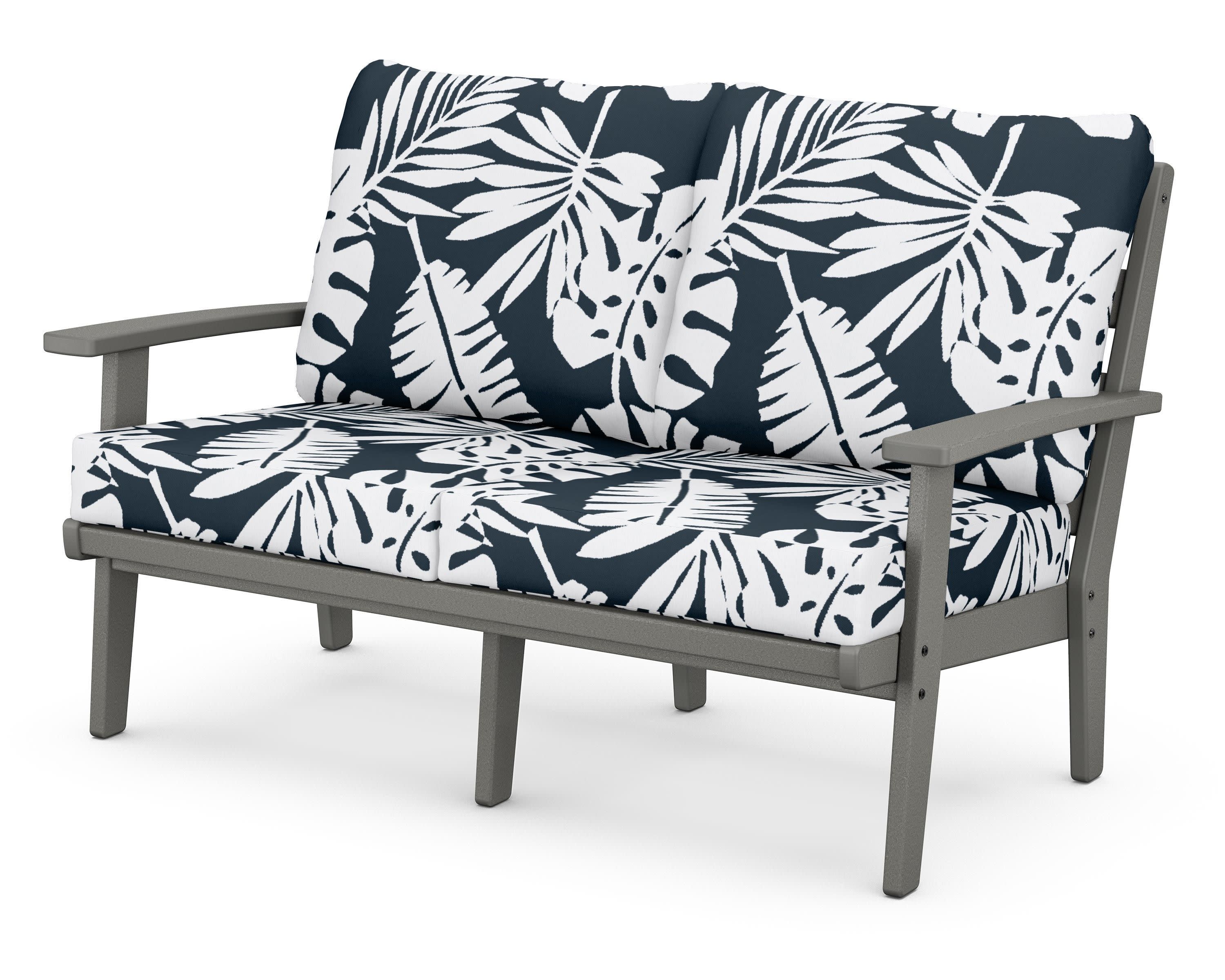 Grant Park Deep Seating Loveseat in Slate Grey / Leaf Marine Indigo