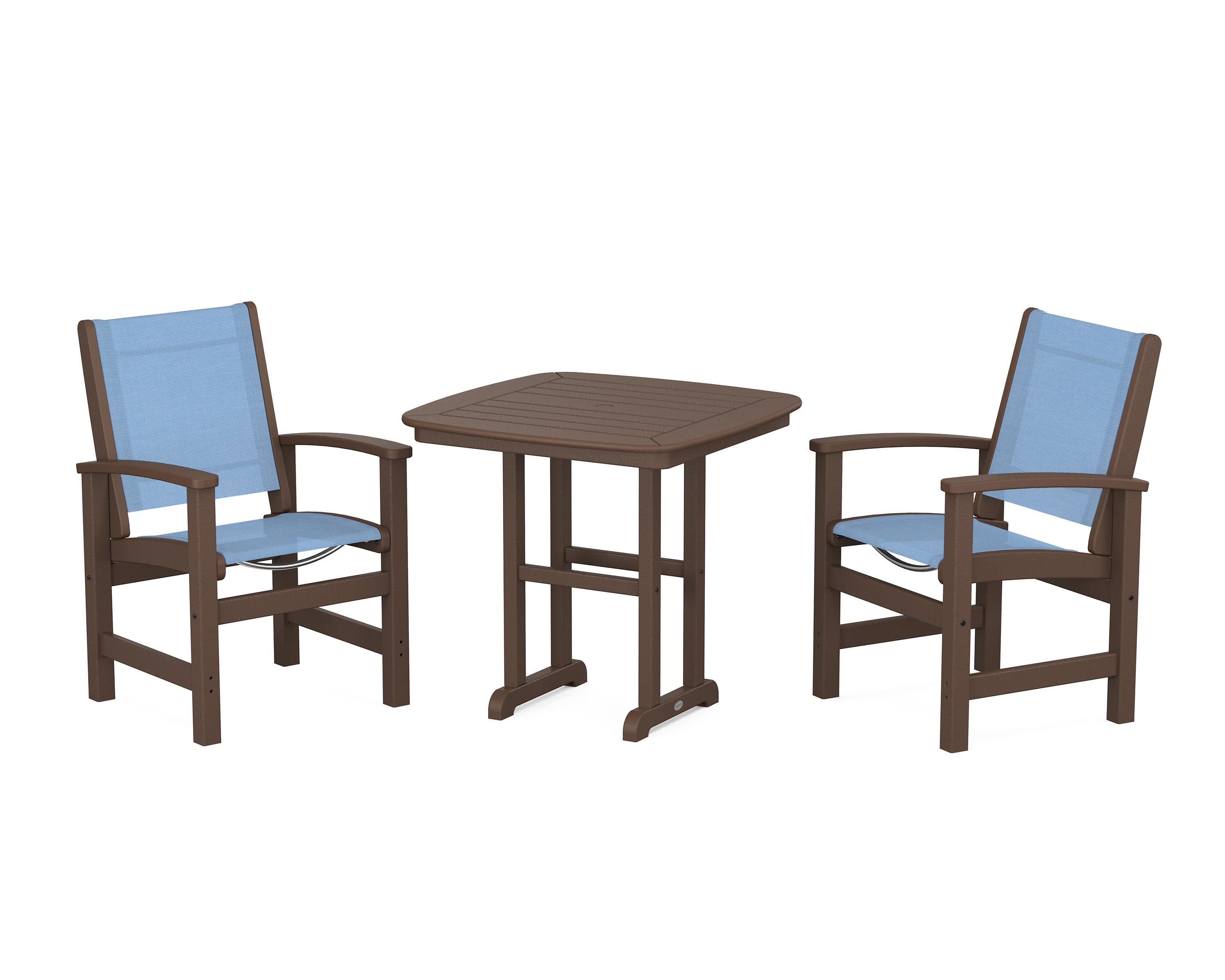 Coastal 3-Piece Dining Set in Mahogany / Poolside Sling