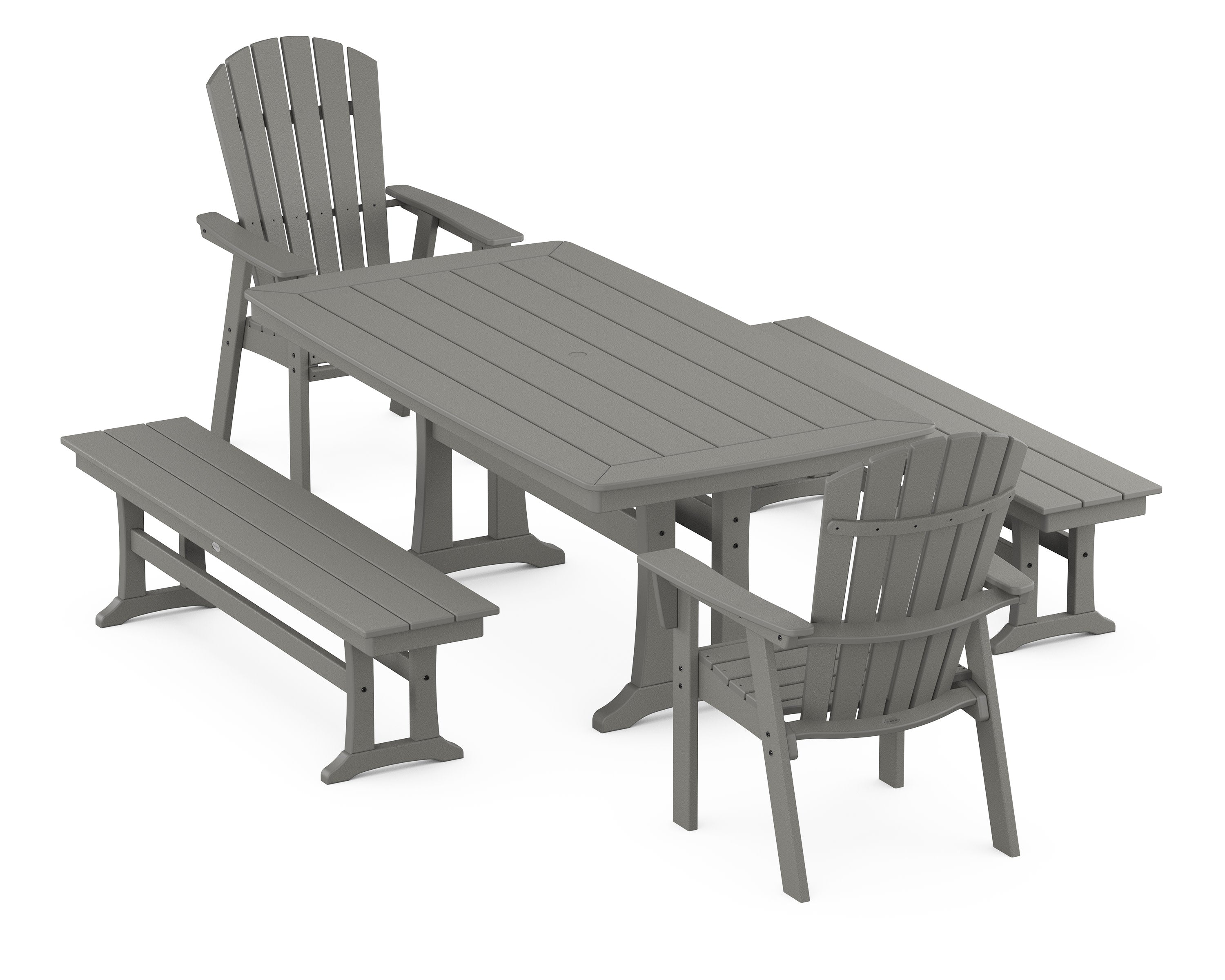 Nautical Adirondack 5-Piece Dining Set with Trestle Legs in Slate Grey