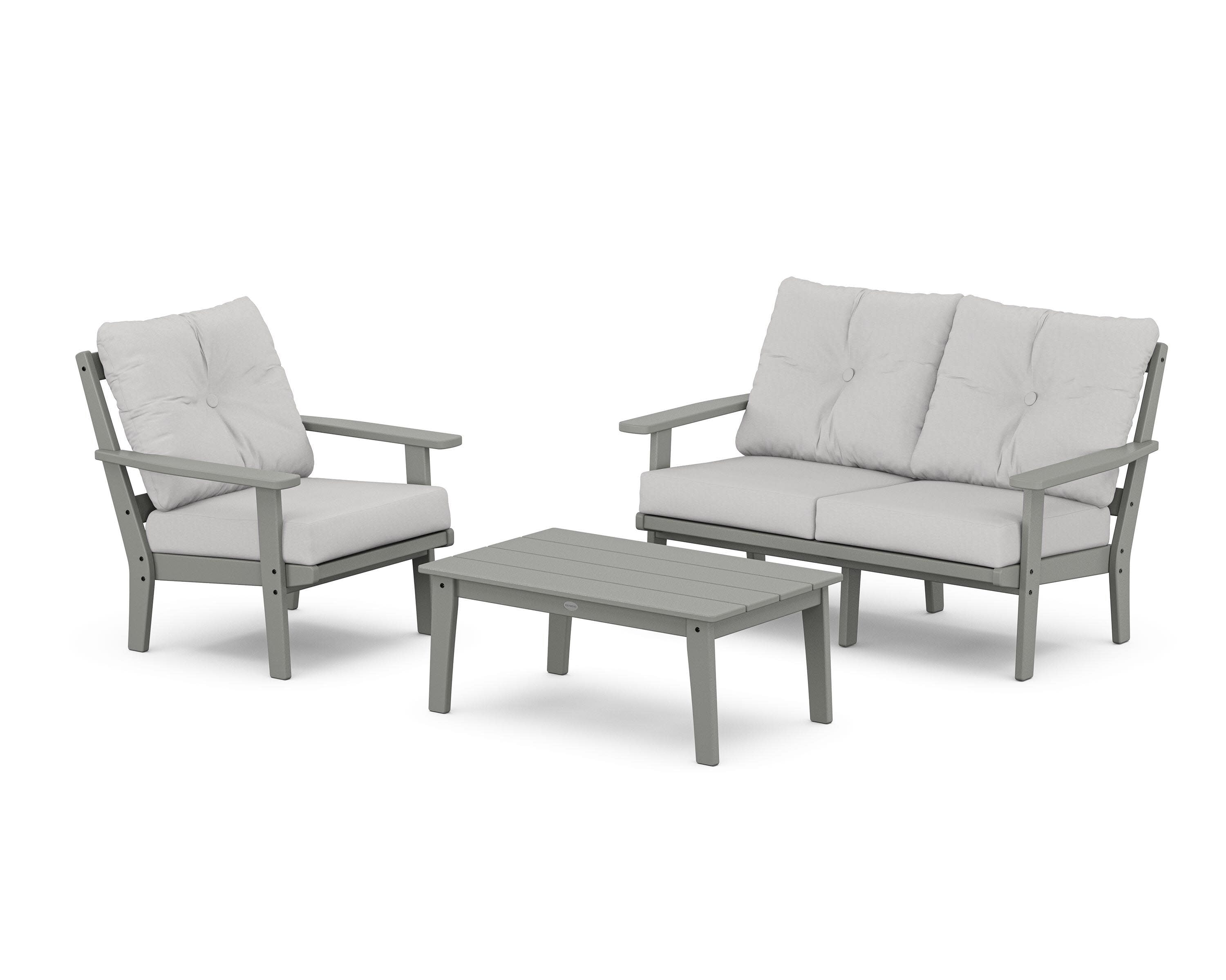 Prairie 3-Piece Deep Seating Set with Loveseat in Slate Grey / Diamond in the Rough