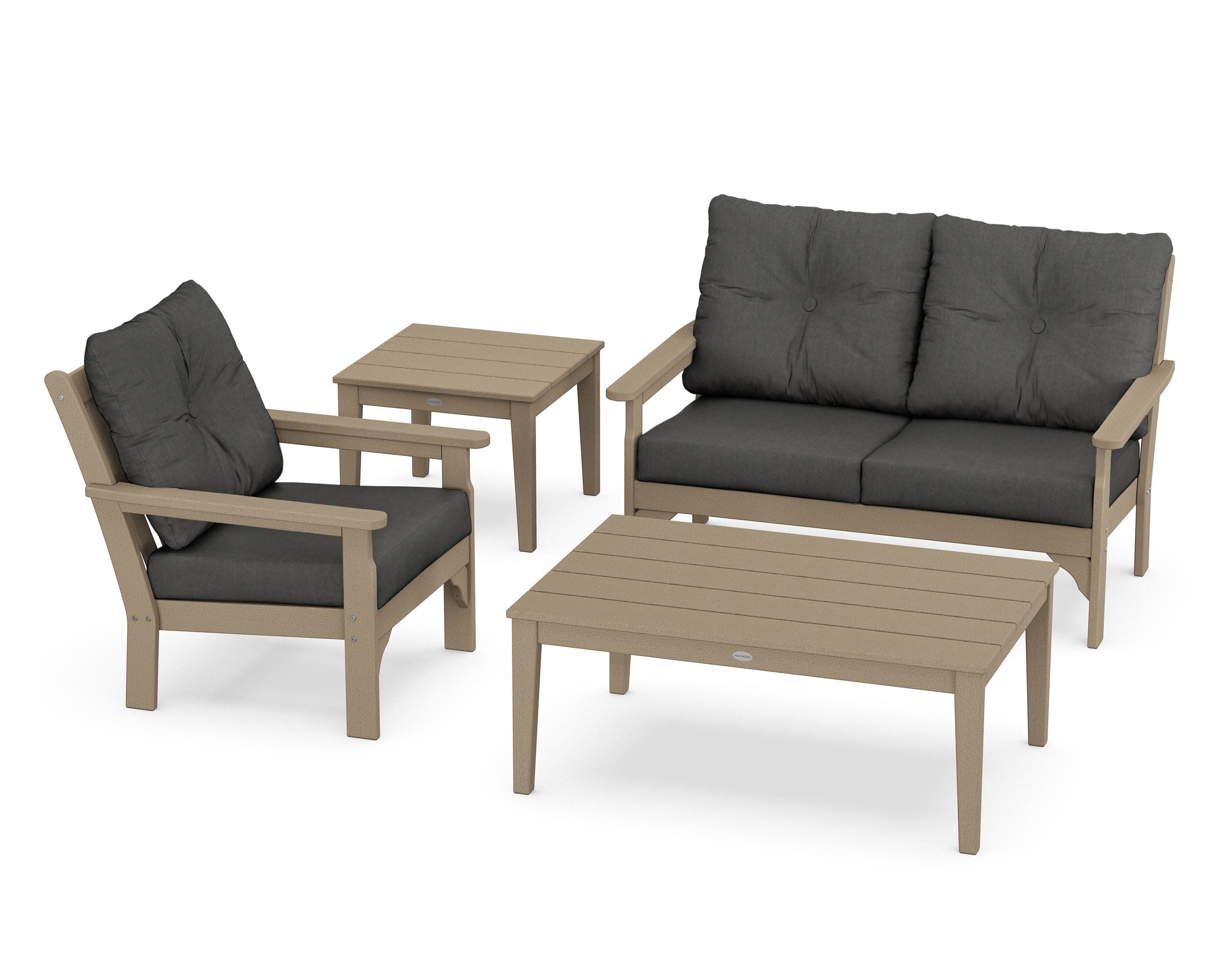 Vineyard 4-Piece Deep Seating Set in Vintage Sahara / Spectrum Carbon