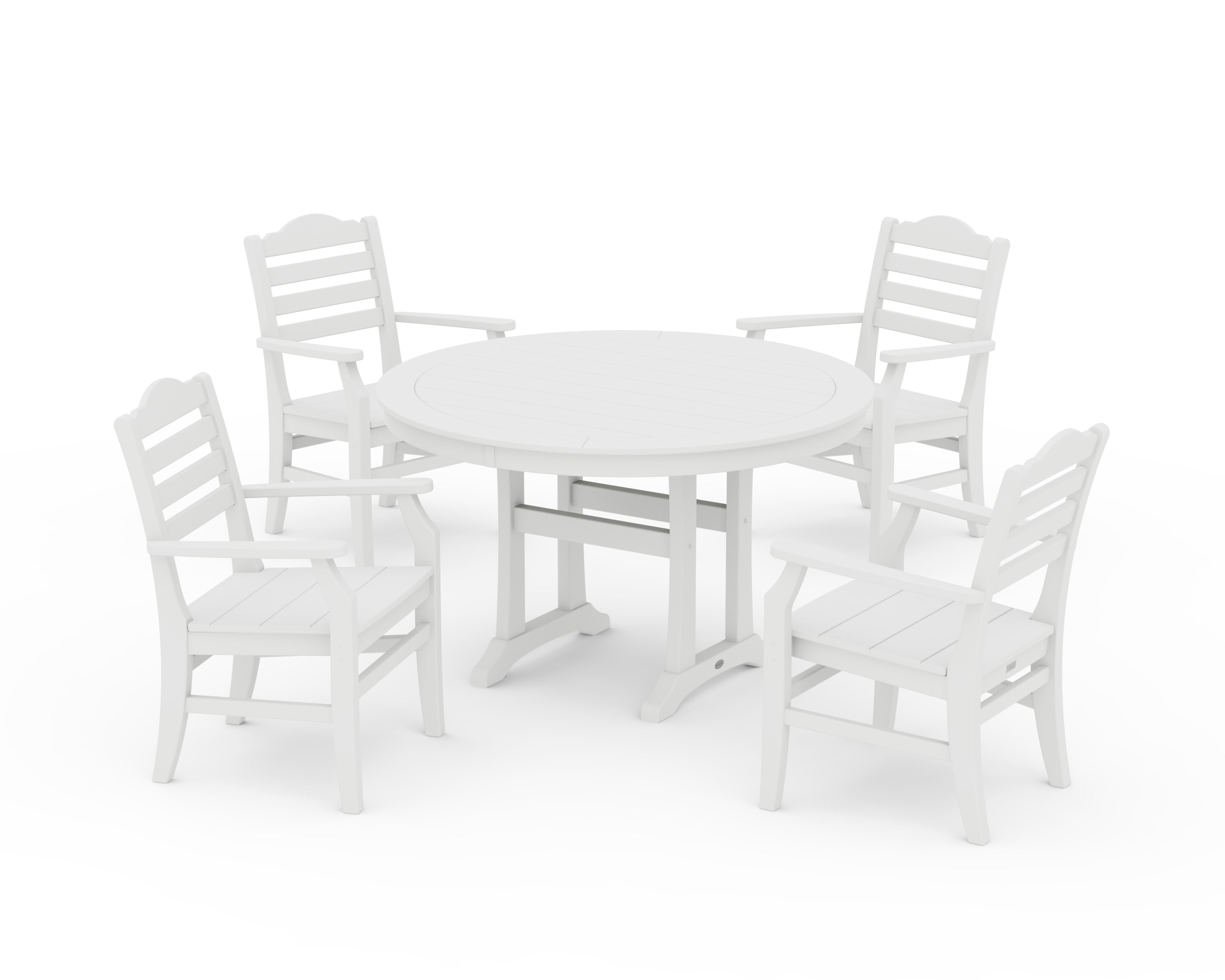 Savannah 5-Piece Round Dining Set with Trestle Legs in White