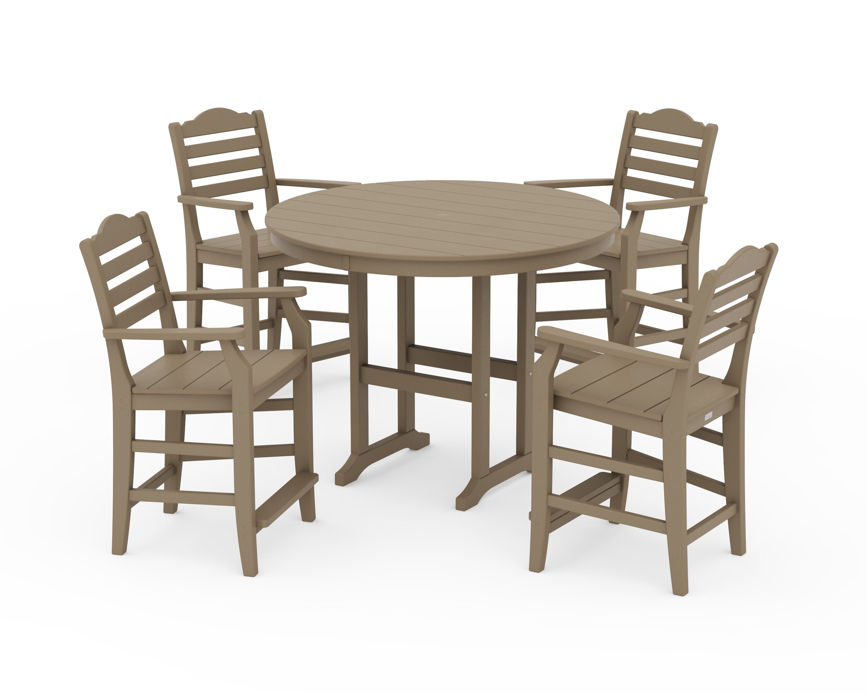 Savannah 5-Piece Round Farmhouse Counter Set in Vintage Sahara