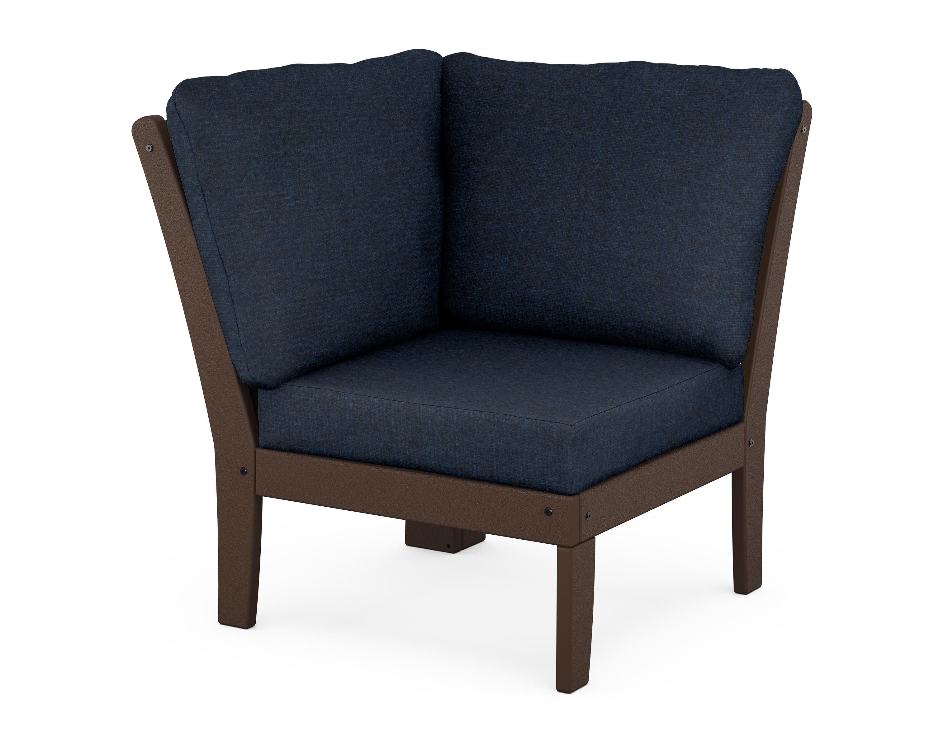 Braxton Modular Corner Chair in Mahogany / Marine Indigo