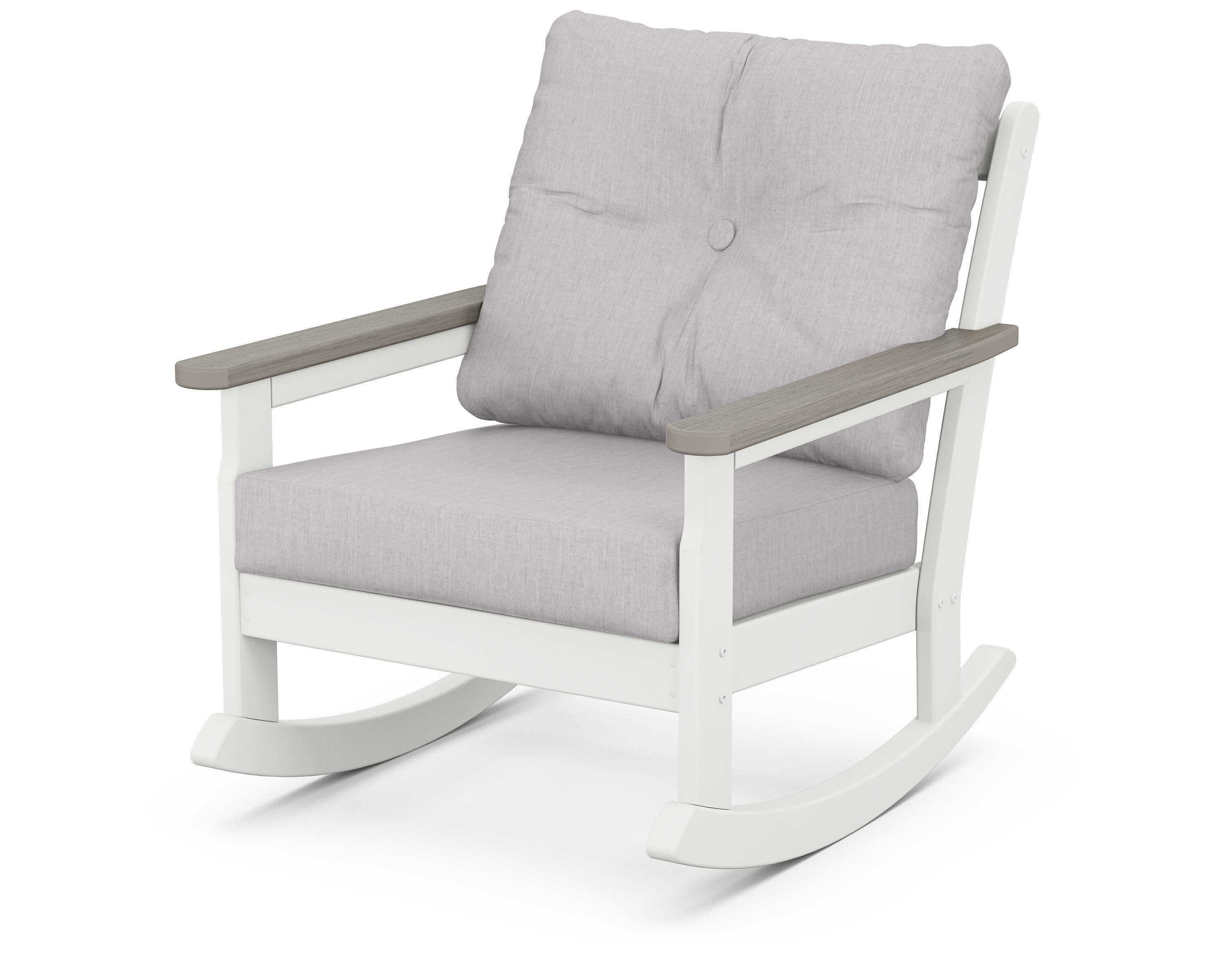 Vineyard Deep Seating Rocking Chair in White / Driftwood / Granite