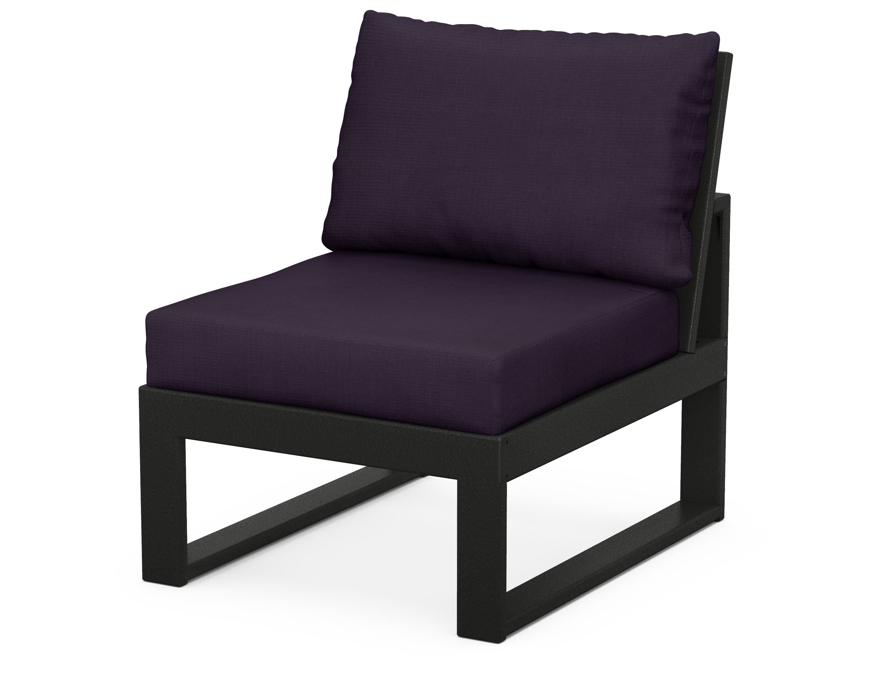 Modular Armless Chair in Black / Navy Linen