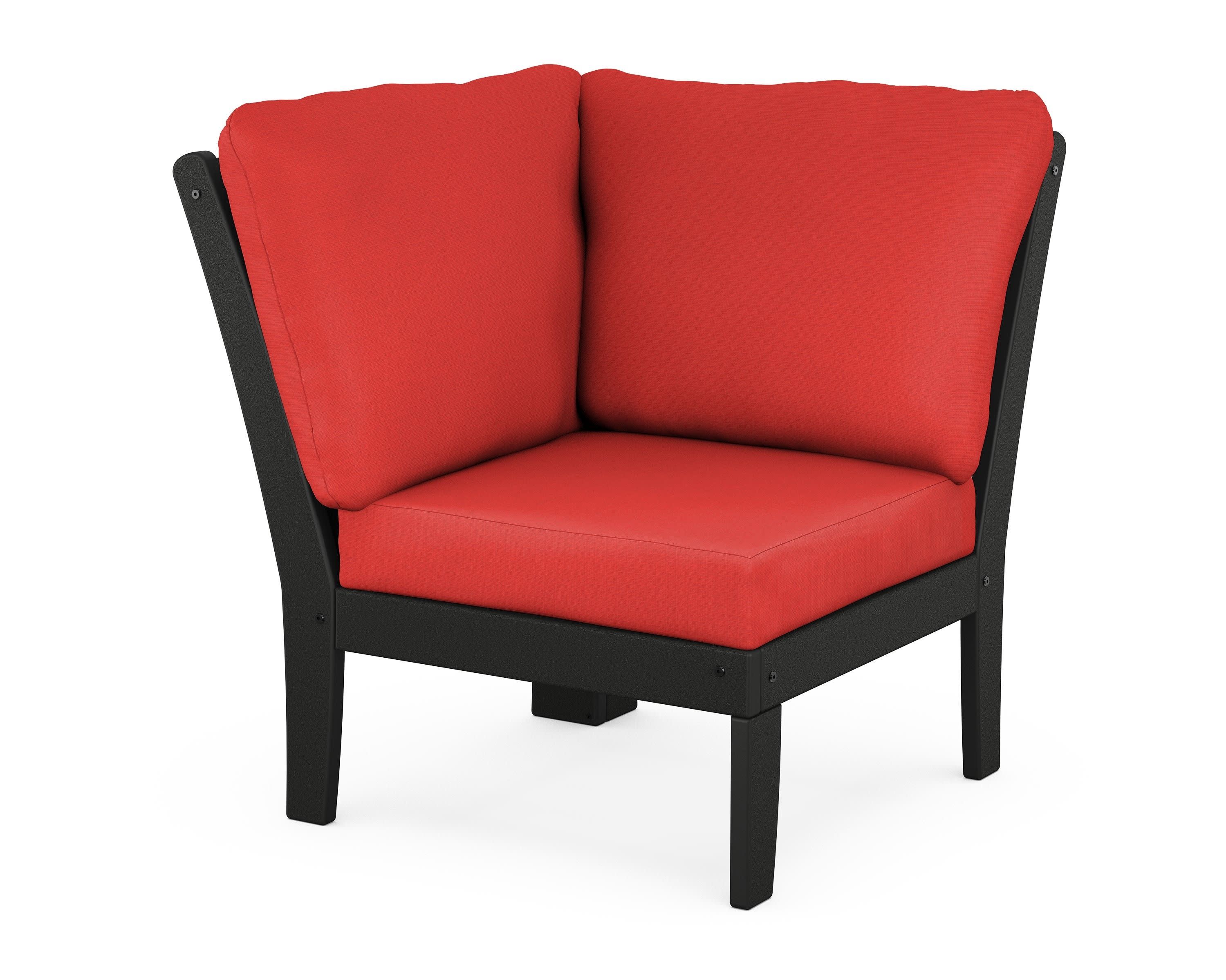 Braxton Modular Corner Chair in Black / Crimson Linen