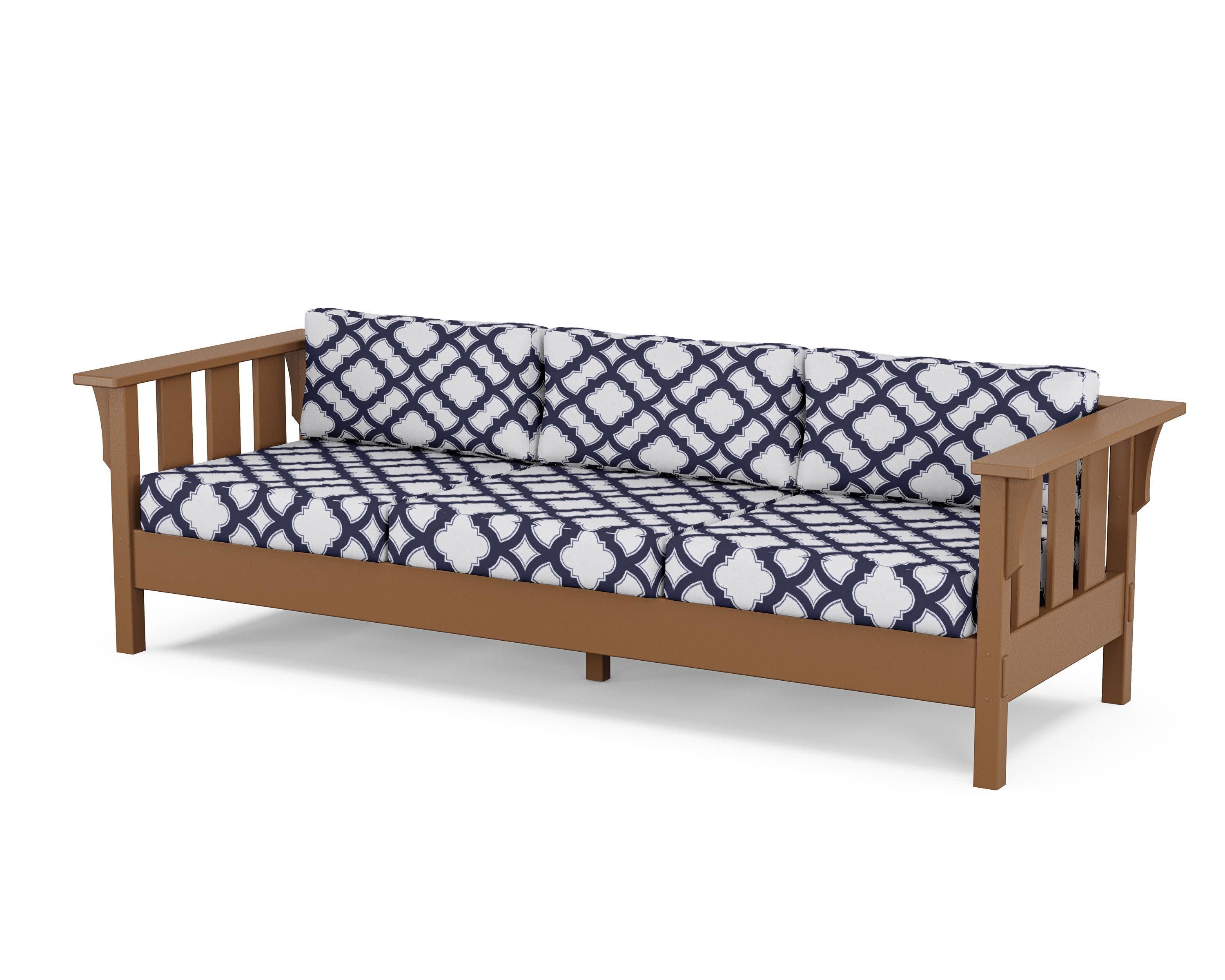 Acadia Deep Seating Sofa in Teak / Trellis Navy
