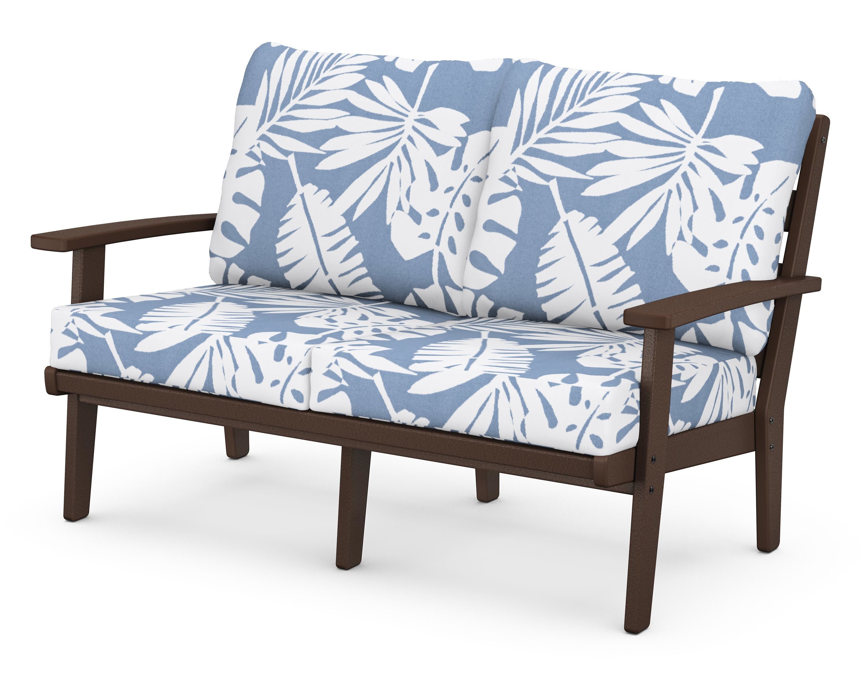 Grant Park Deep Seating Loveseat in Mahogany / Leaf Sky Blue