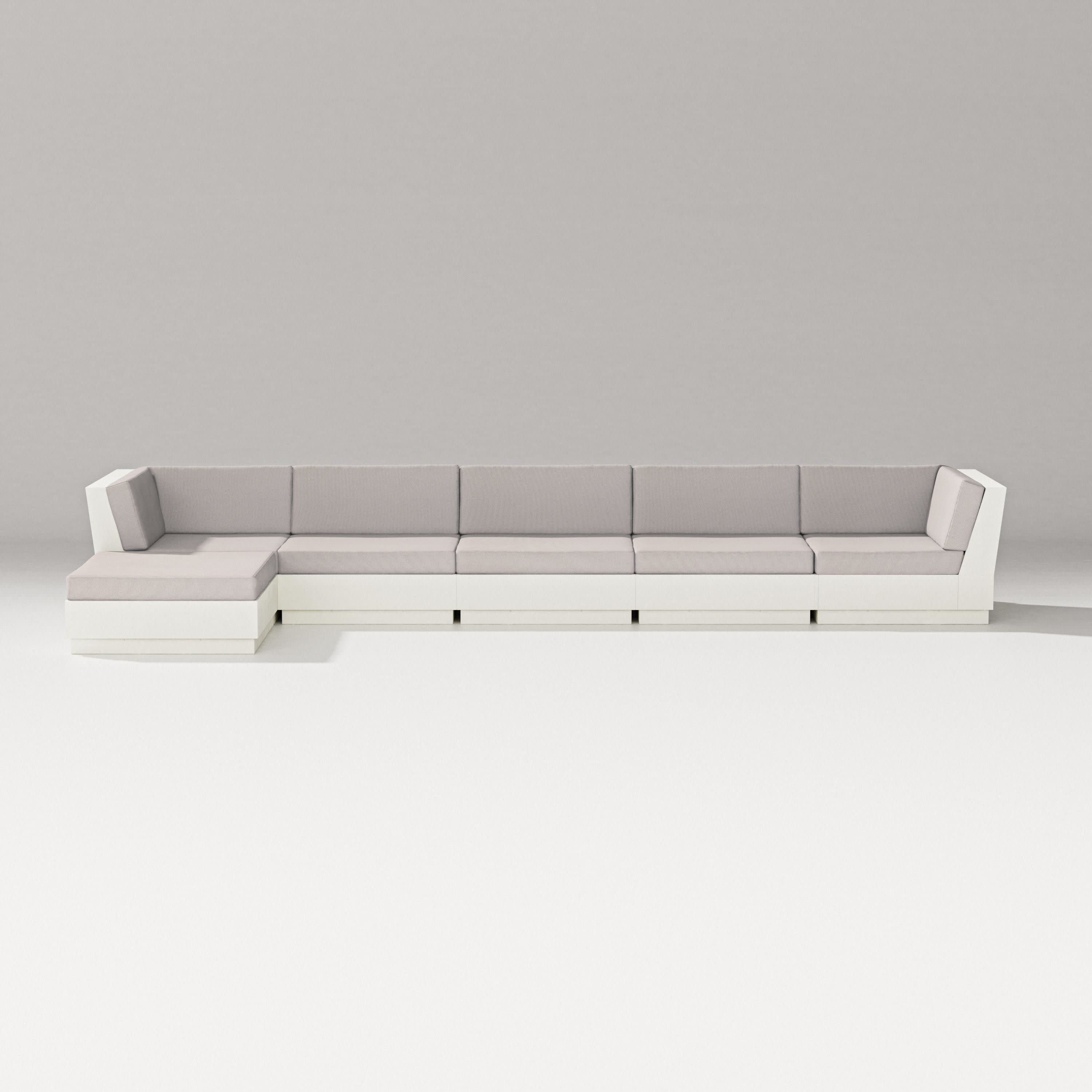 Elevate 6-Piece Chaise Sectional in Vintage White / Dune Burlap