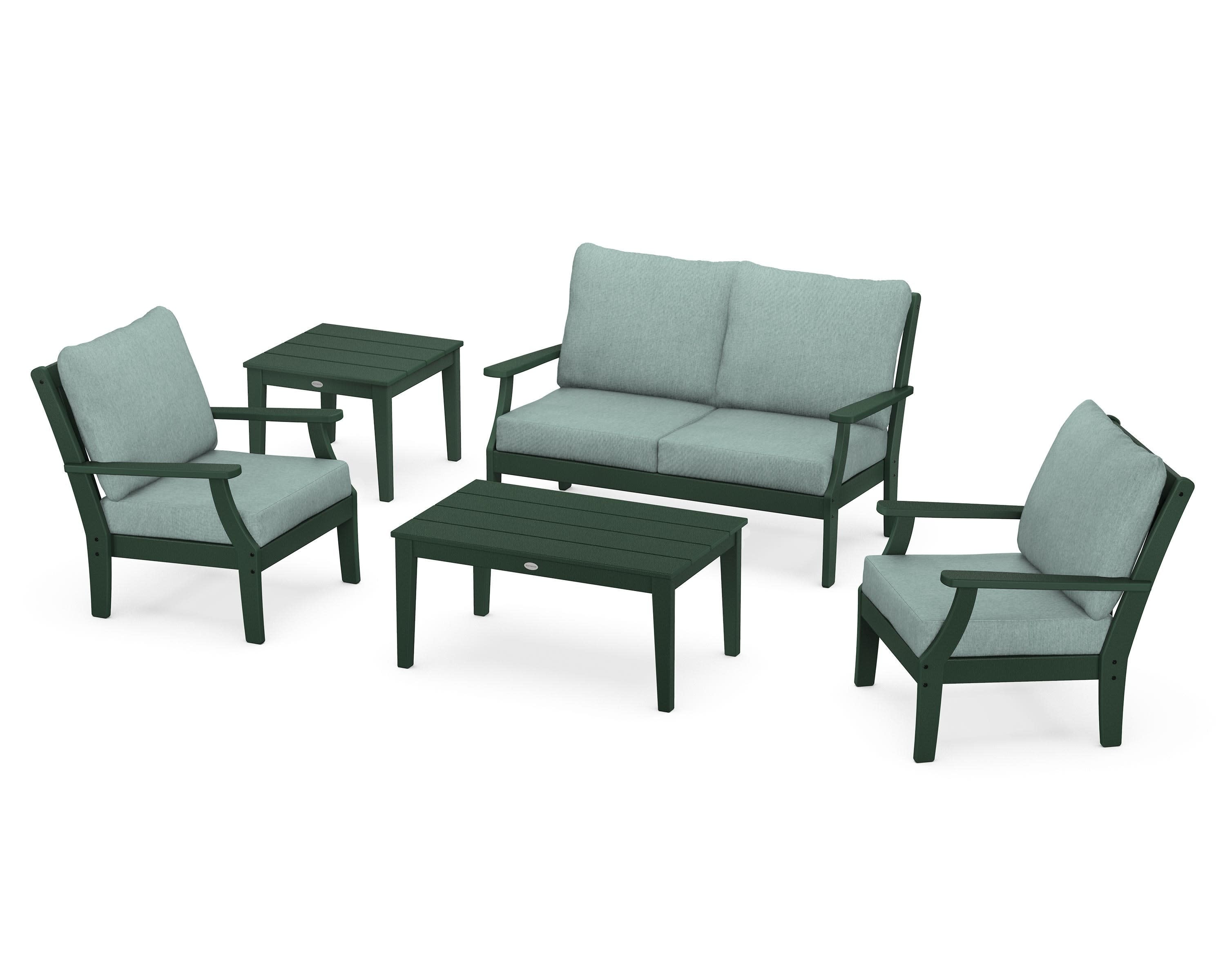Braxton 5-Piece Deep Seating Set in Green / Glacier Spa