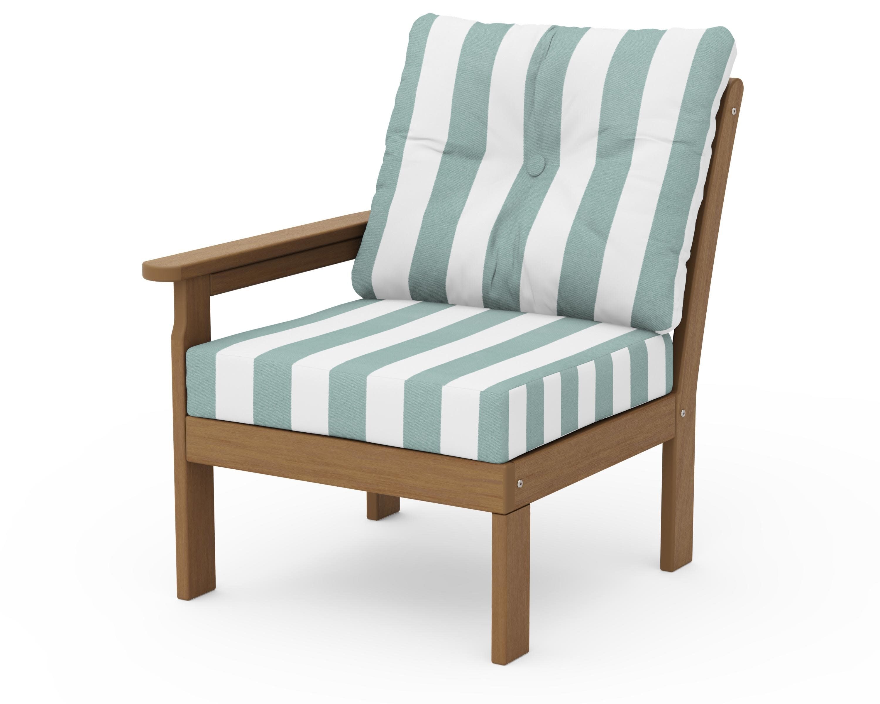 Vineyard Modular Left Arm Chair in Natural / Cabana Stripe Glacier Spa