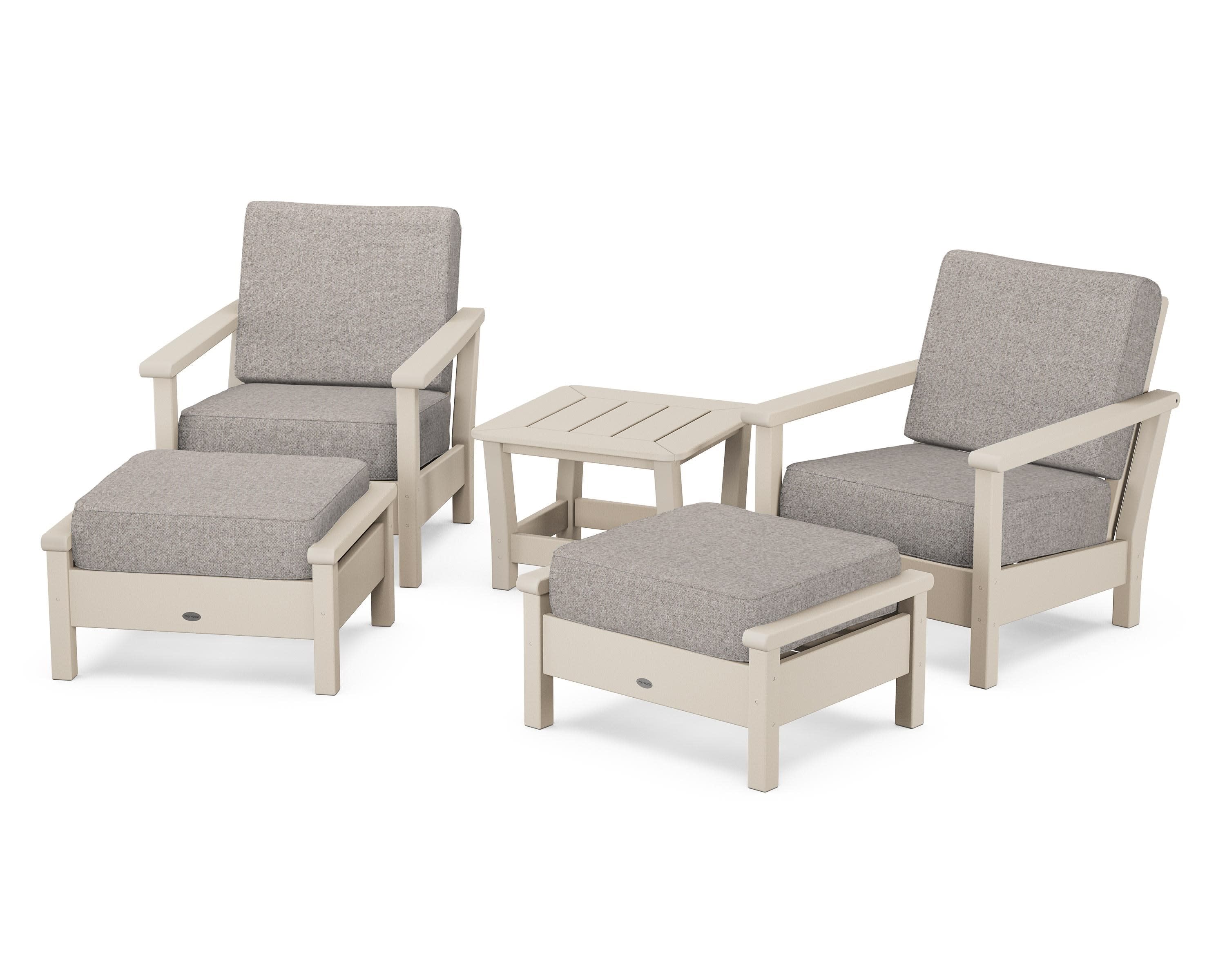 Harbour 5-Piece Deep Seating Chair Set in Sand / Weathered Tweed