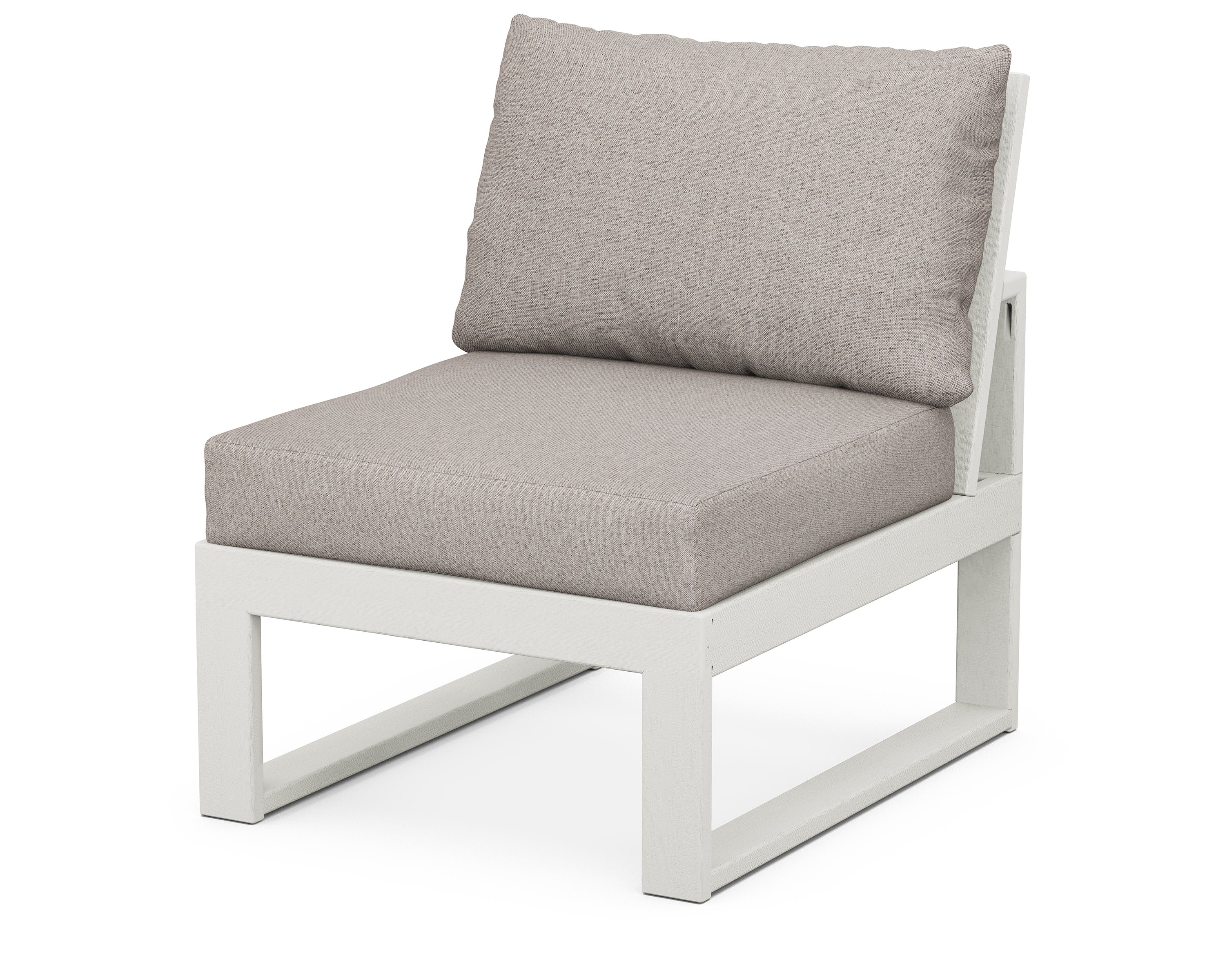 Modular Armless Chair in Vintage White / Weathered Tweed
