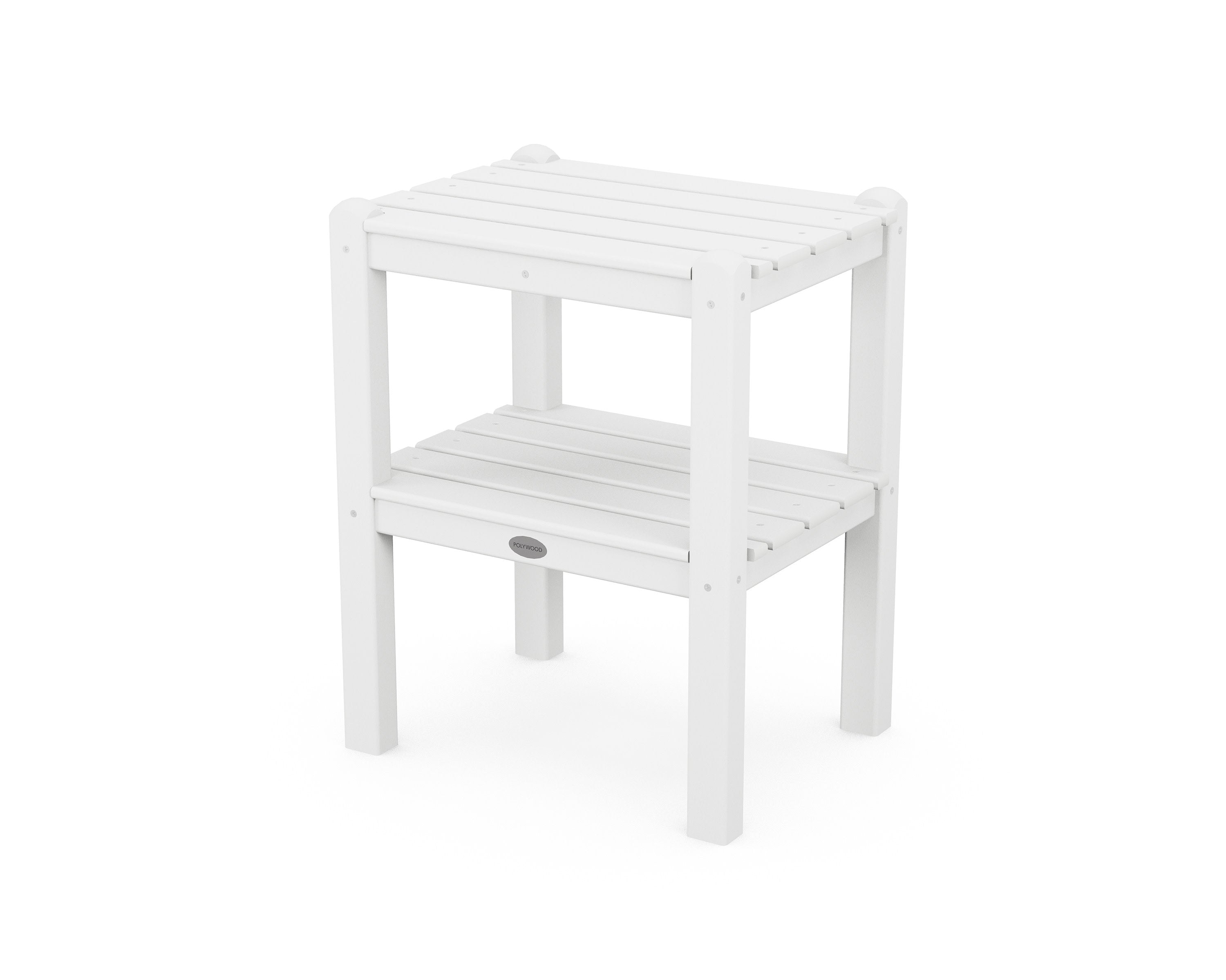 Two Shelf Side Table in White