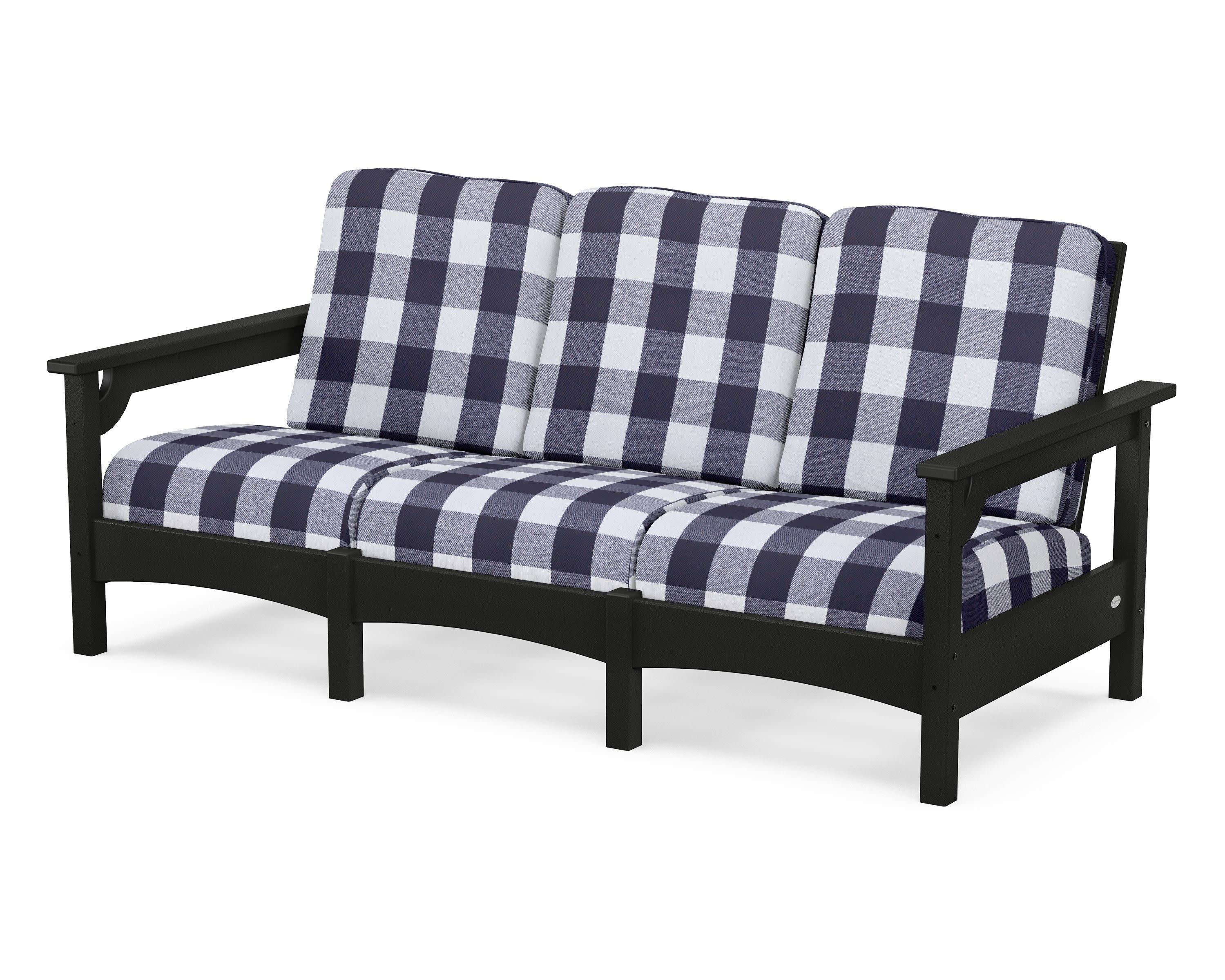 Club Sofa in Black / Buffalo Plaid Navy