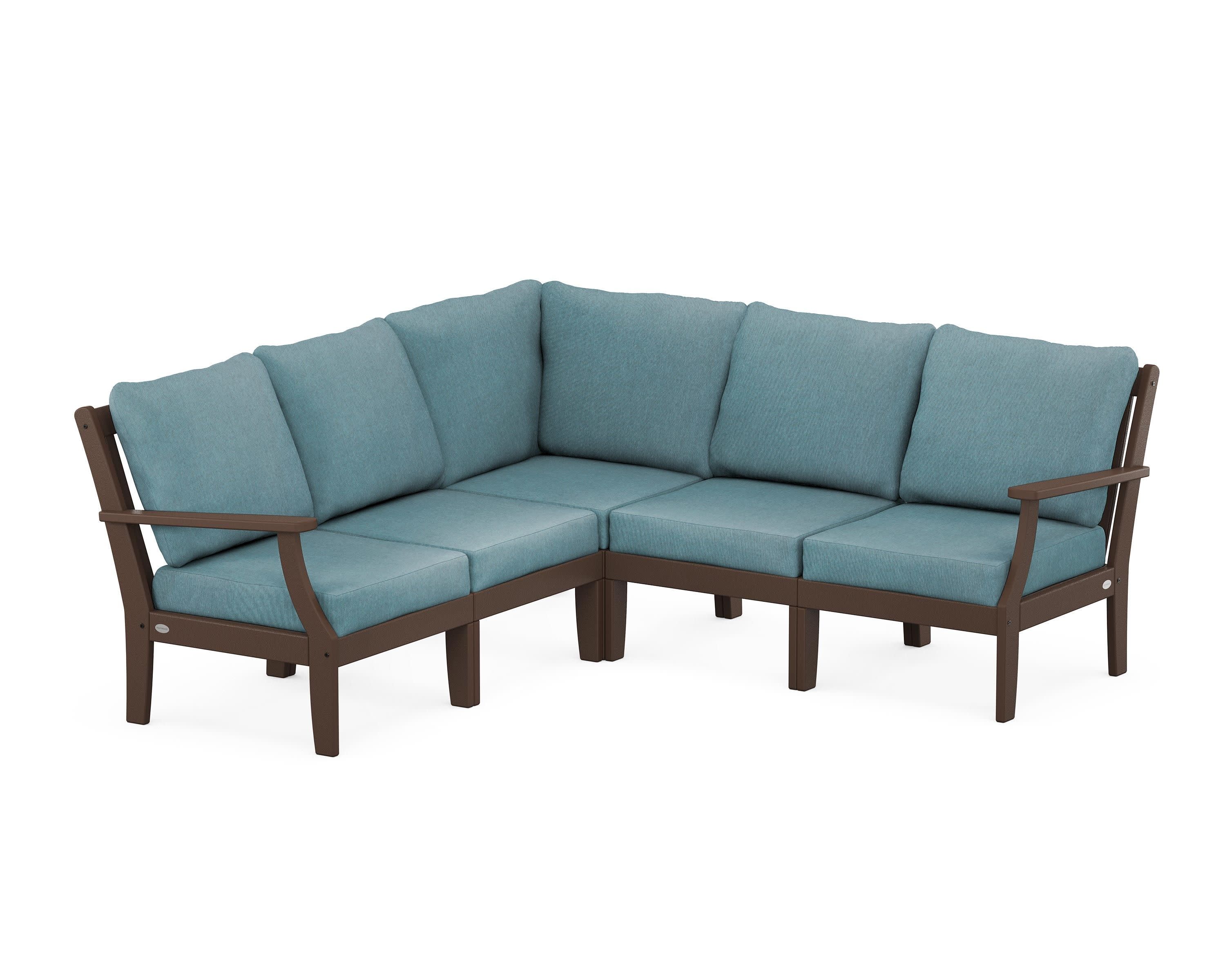 Braxton Modular 5-Piece Deep Seating Set in Mahogany / Ocean Teal